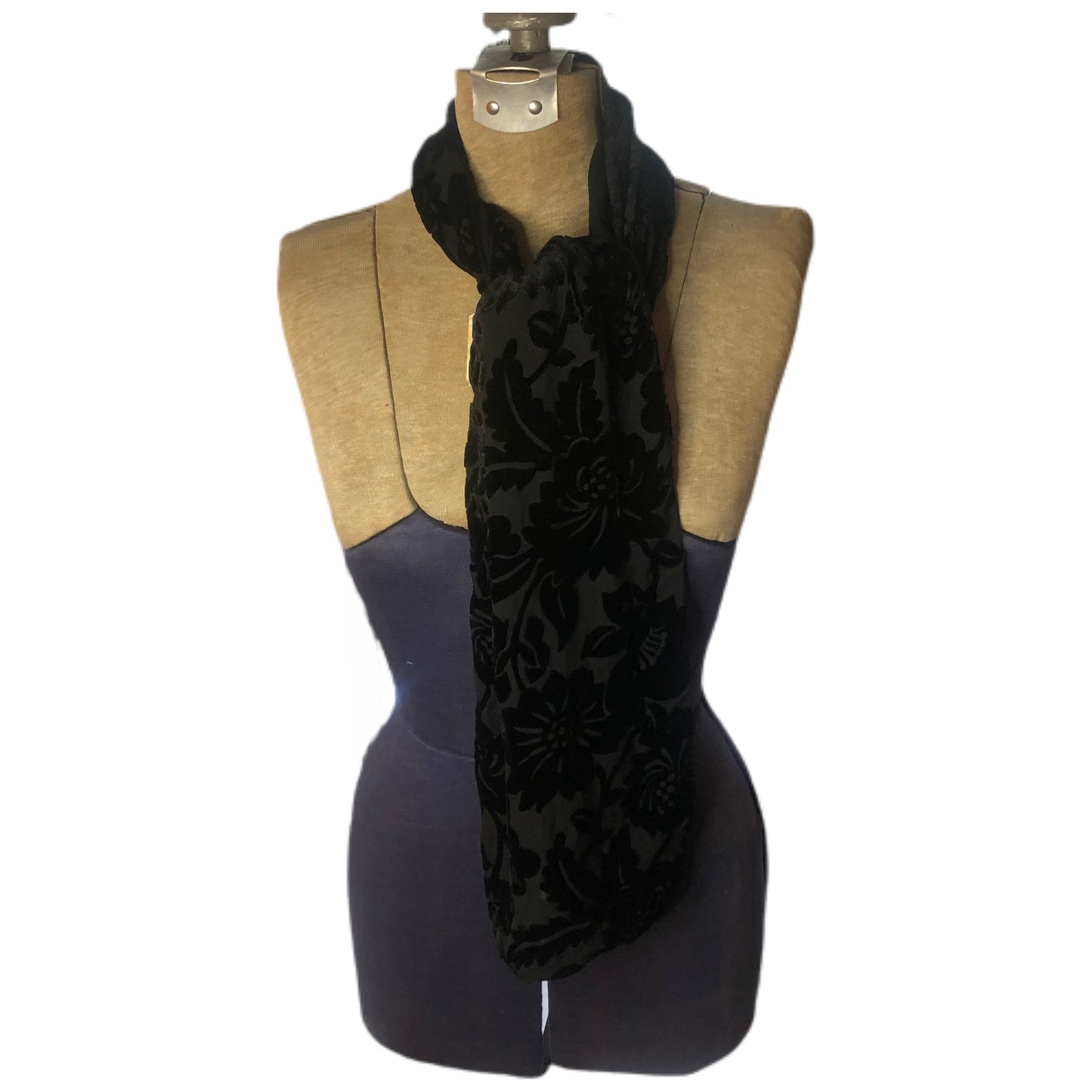 Vintage Long Black Floral Scarf, Unbranded Fashion Scarves
