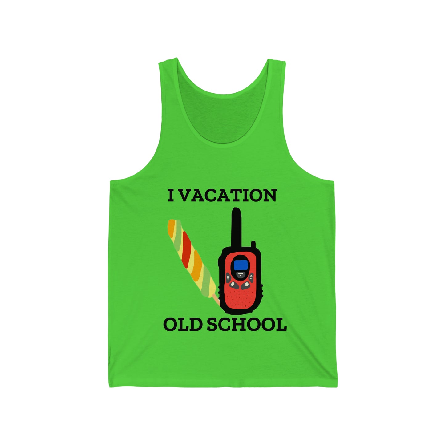 "I Vacation Old School" Unisex Jersey Tank