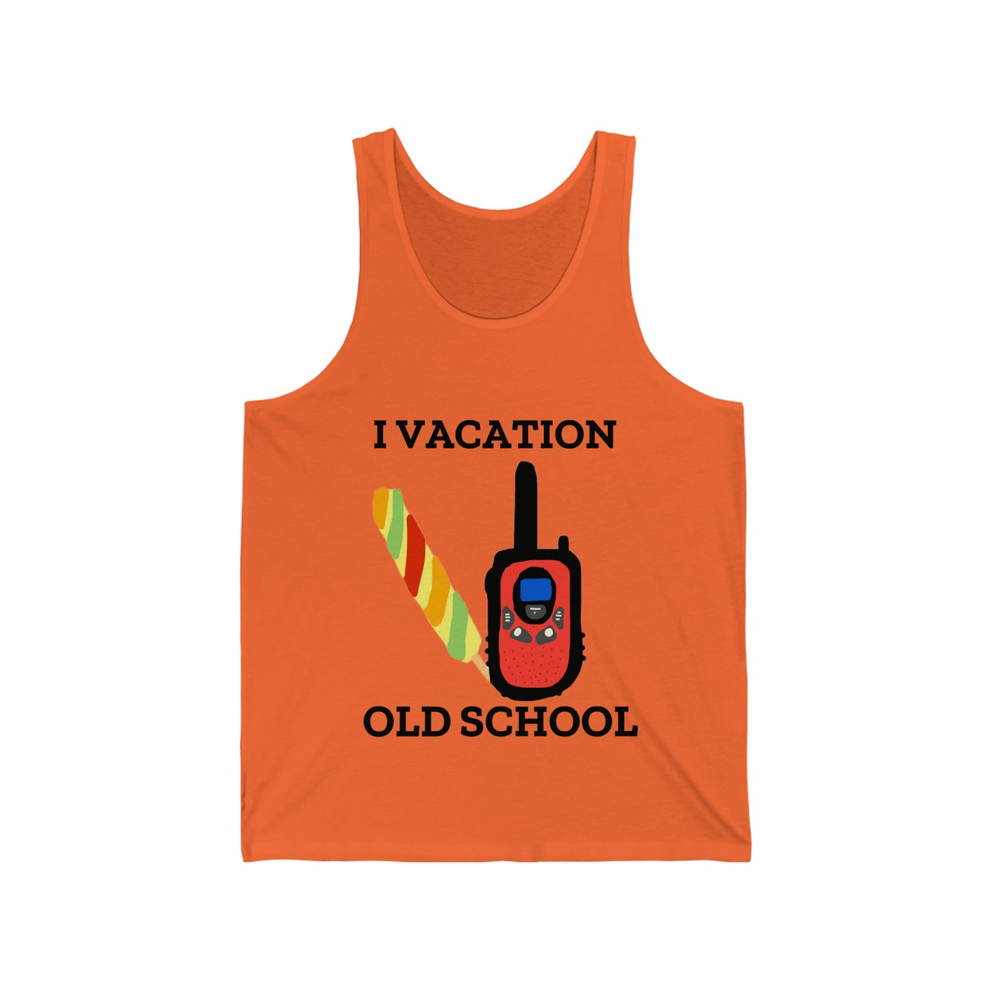 "I Vacation Old School" Unisex Jersey Tank