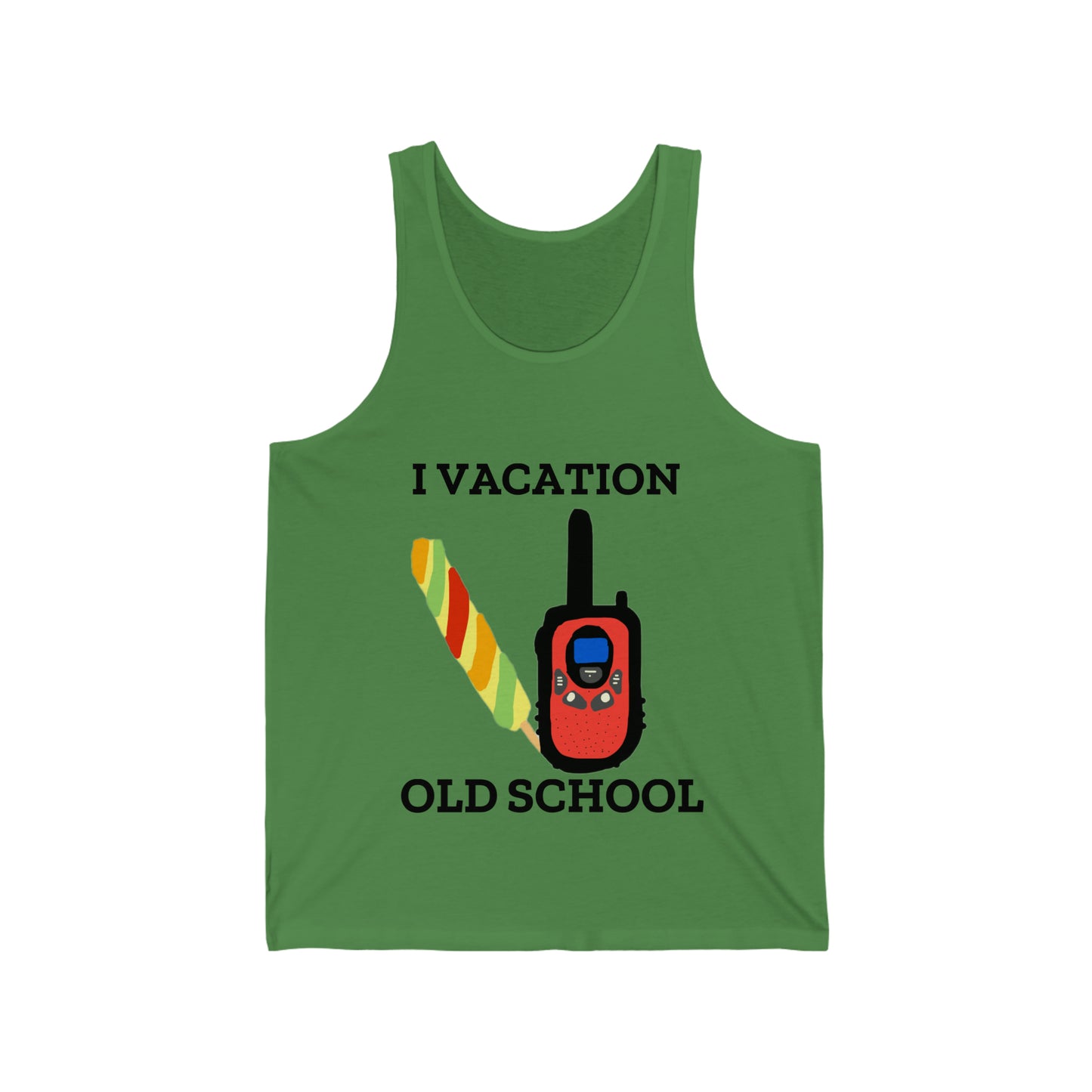"I Vacation Old School" Unisex Jersey Tank
