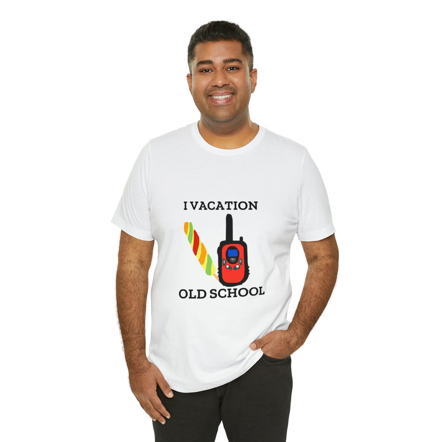 "I Vacation Old School" Unisex Jersey Short Sleeve Tee
