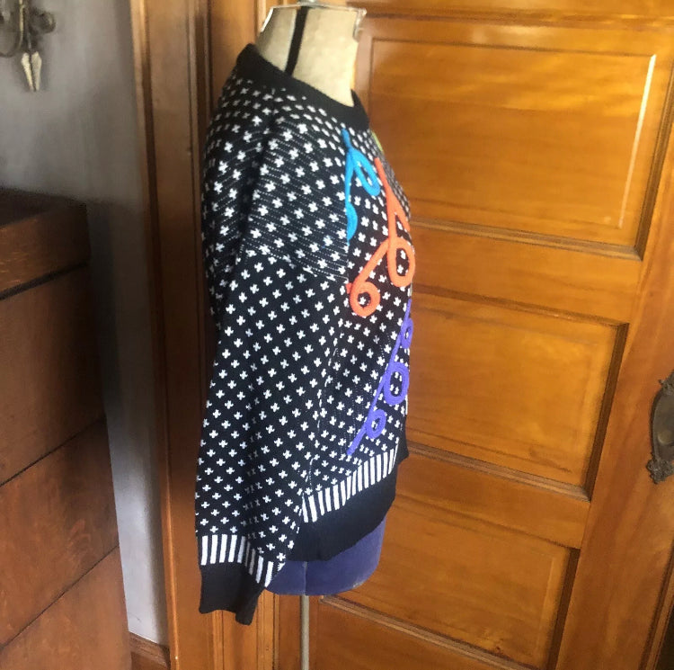 Adrian Spencer Vintage 1980’s Confetti Sweater Size Large M Black
