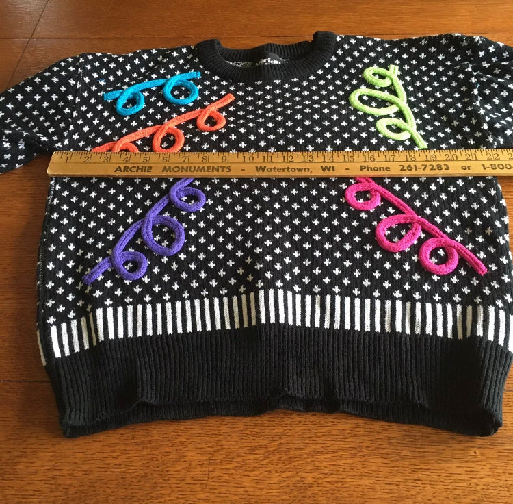 Adrian Spencer Vintage 1980’s Confetti Sweater Size Large M Black
