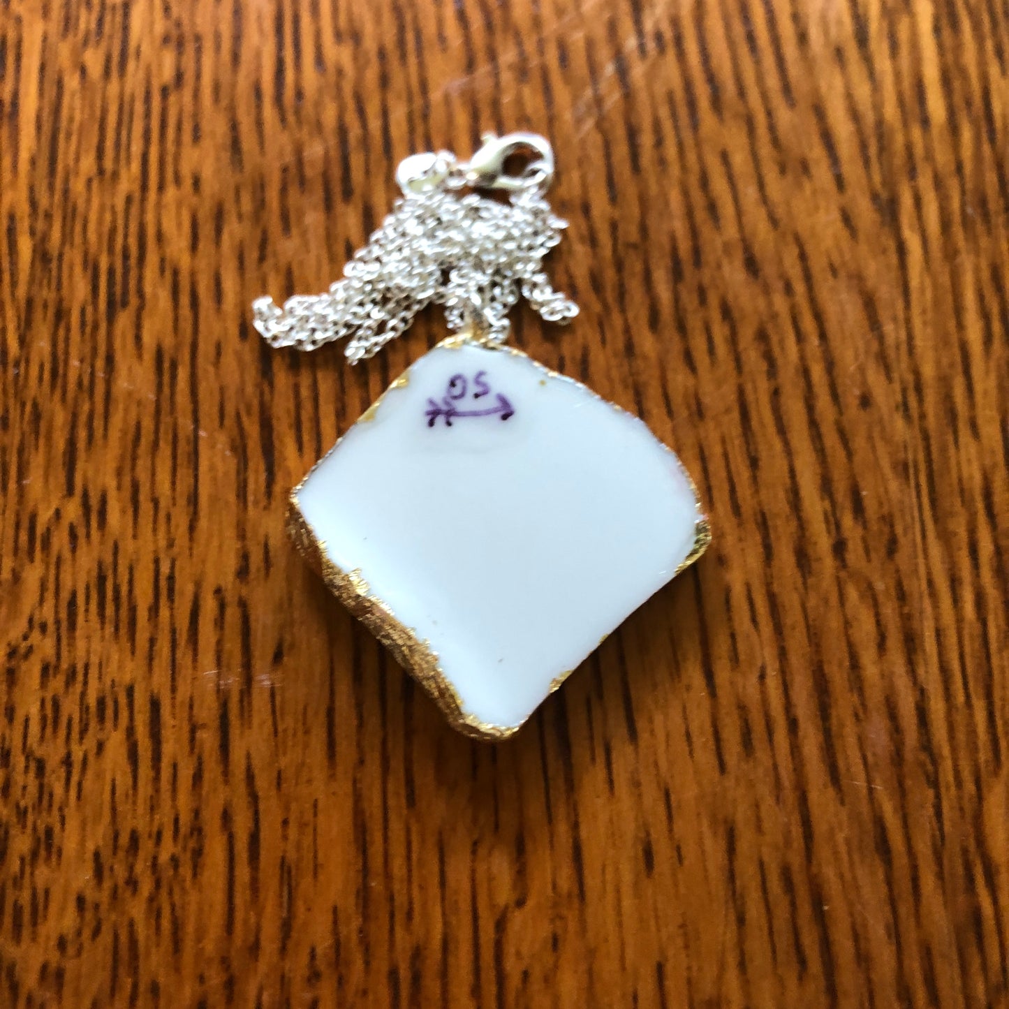 Broken Pottery Artisan Made Plumeria Flower Pendent Hawaii Collectors Plate Handcrafted Necklace 1.5in x 1.5in