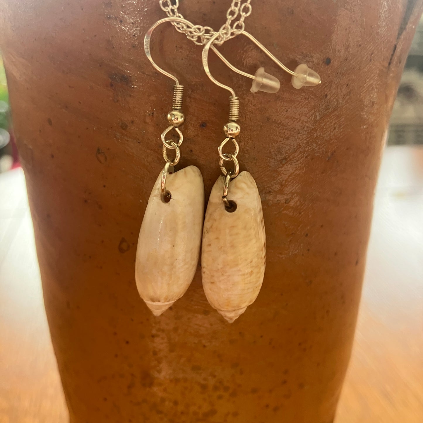Olive Shell Artisan Made Earrings Handcrafted Sea Shell Dangle Earrings