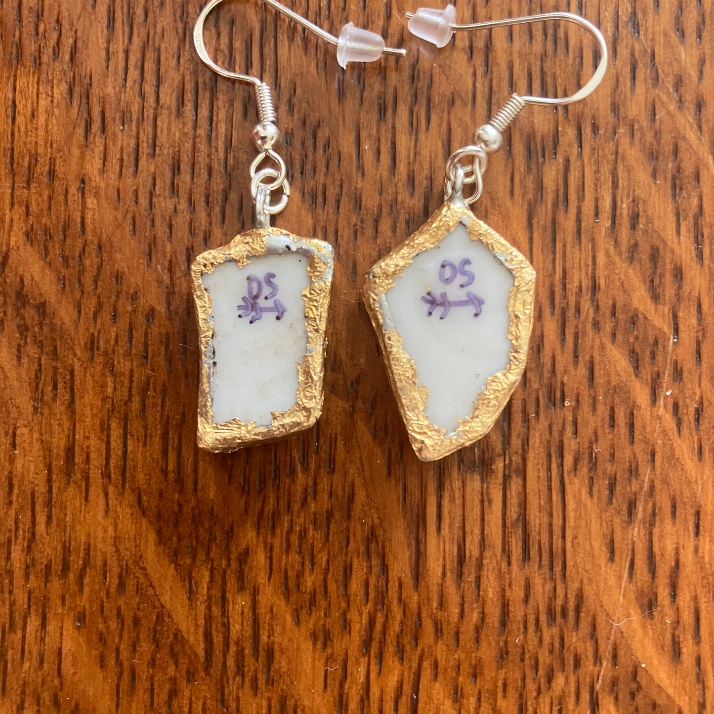 Broken Pottery Artisan Made Earrings Royal Doulton Strawberry Cream Dinner Plate Handcrafted Dangle Earrings