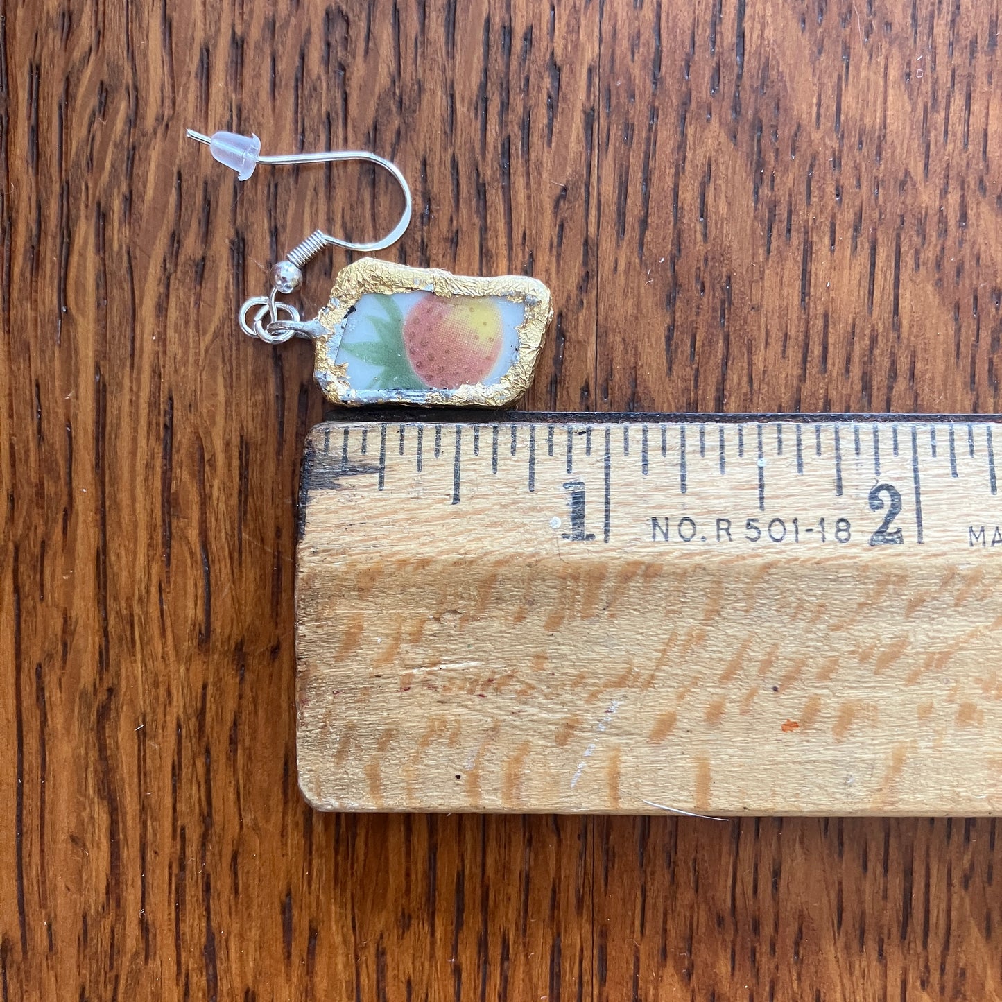 Broken Pottery Artisan Made Earrings Royal Doulton Strawberry Cream Dinner Plate Handcrafted Dangle Earrings
