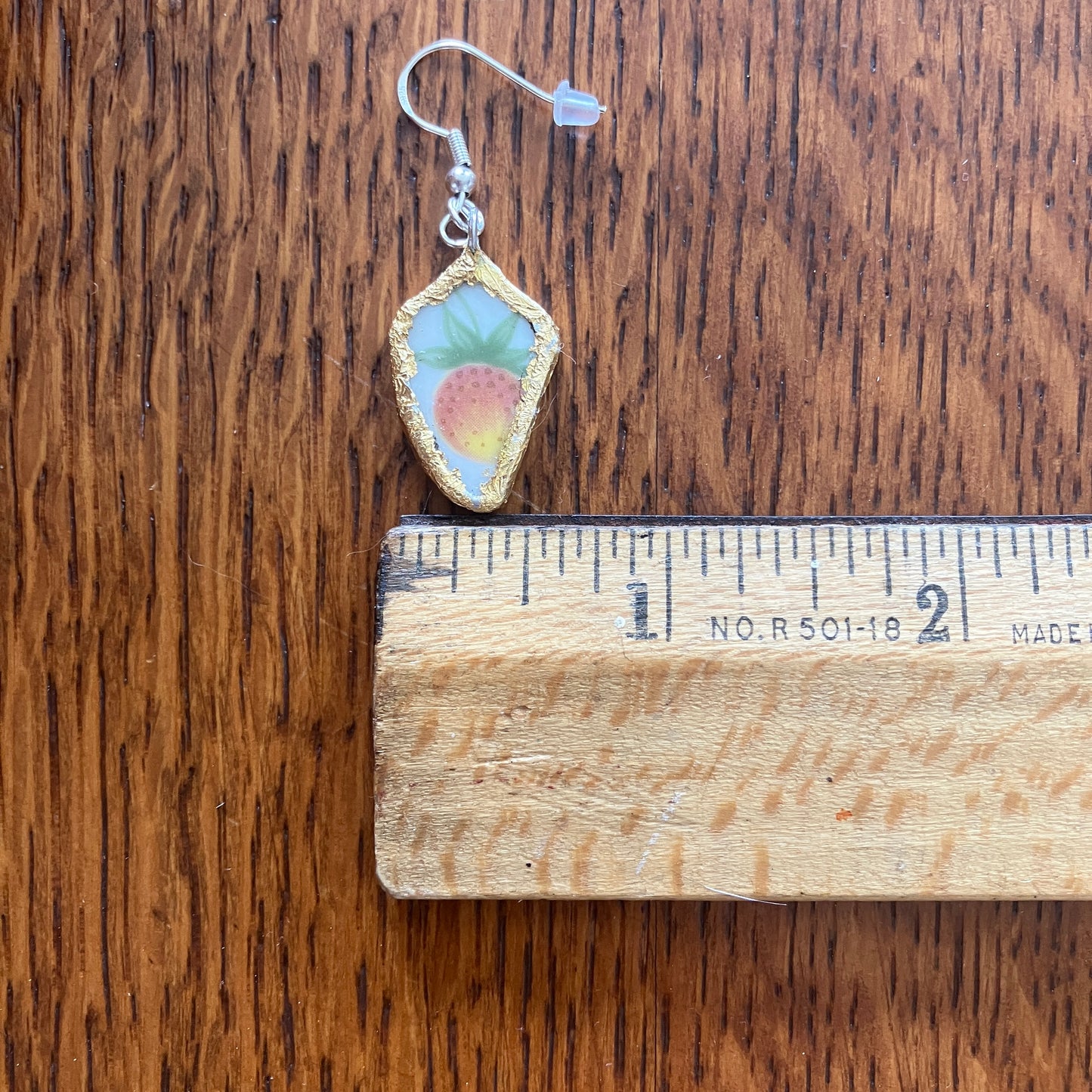 Broken Pottery Artisan Made Earrings Royal Doulton Strawberry Cream Dinner Plate Handcrafted Dangle Earrings