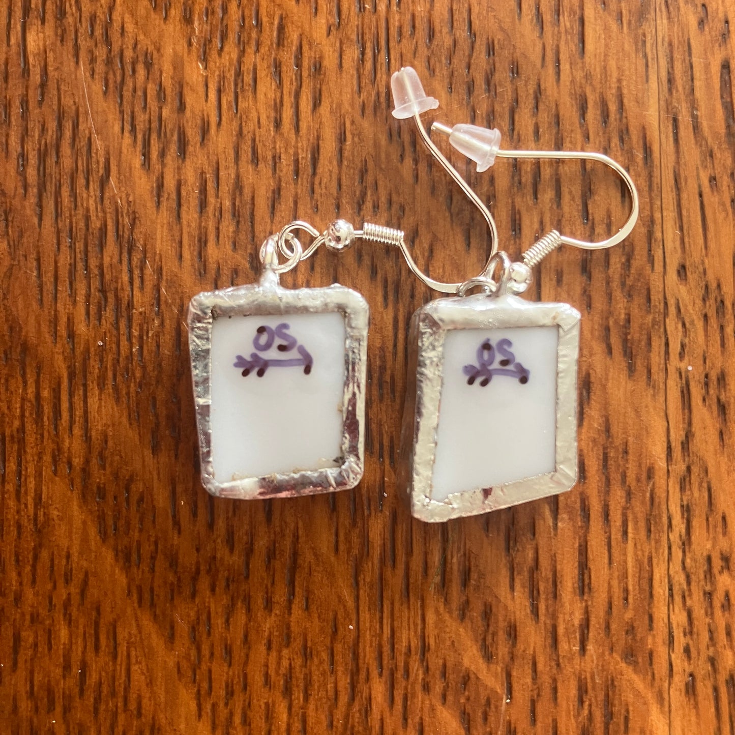 Broken Pottery Artisan Made Floral Earrings Johann Haviland Blue Garland Plate Handcrafted Dangle Earrings