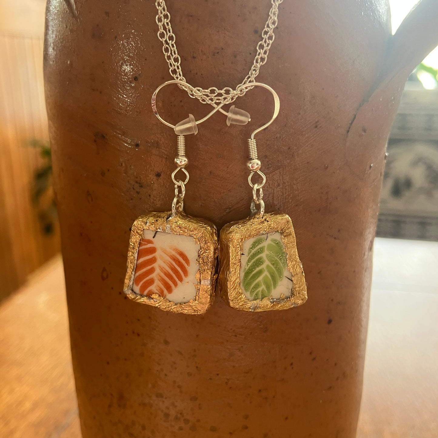 Broken Pottery Artisan Made Earrings Wells Plate Handcrafted Dangle Earrings