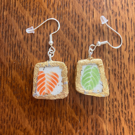 Broken Pottery Artisan Made Earrings Wells Plate Handcrafted Dangle Earrings