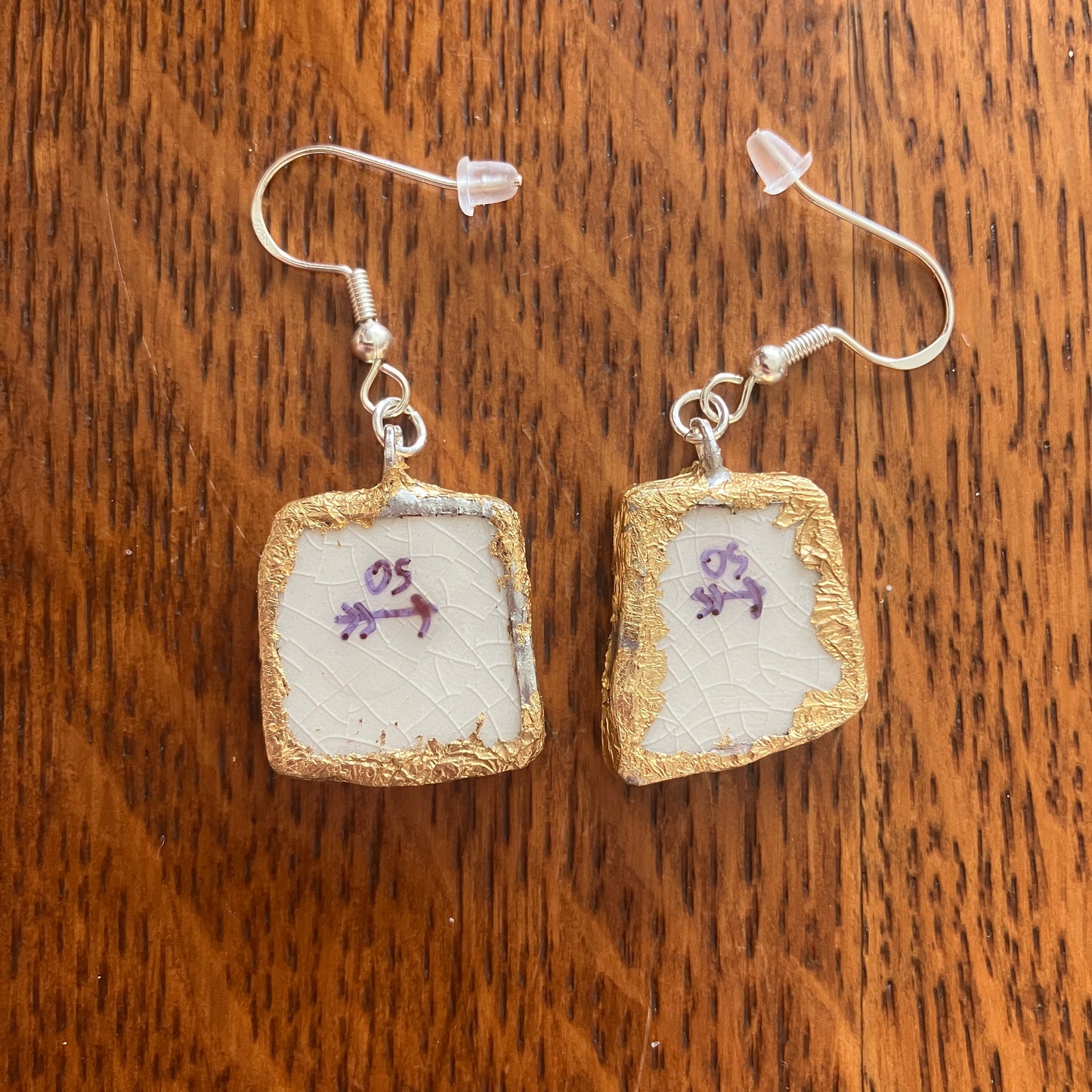 Broken Pottery Artisan Made Earrings Wells Plate Handcrafted Dangle Earrings