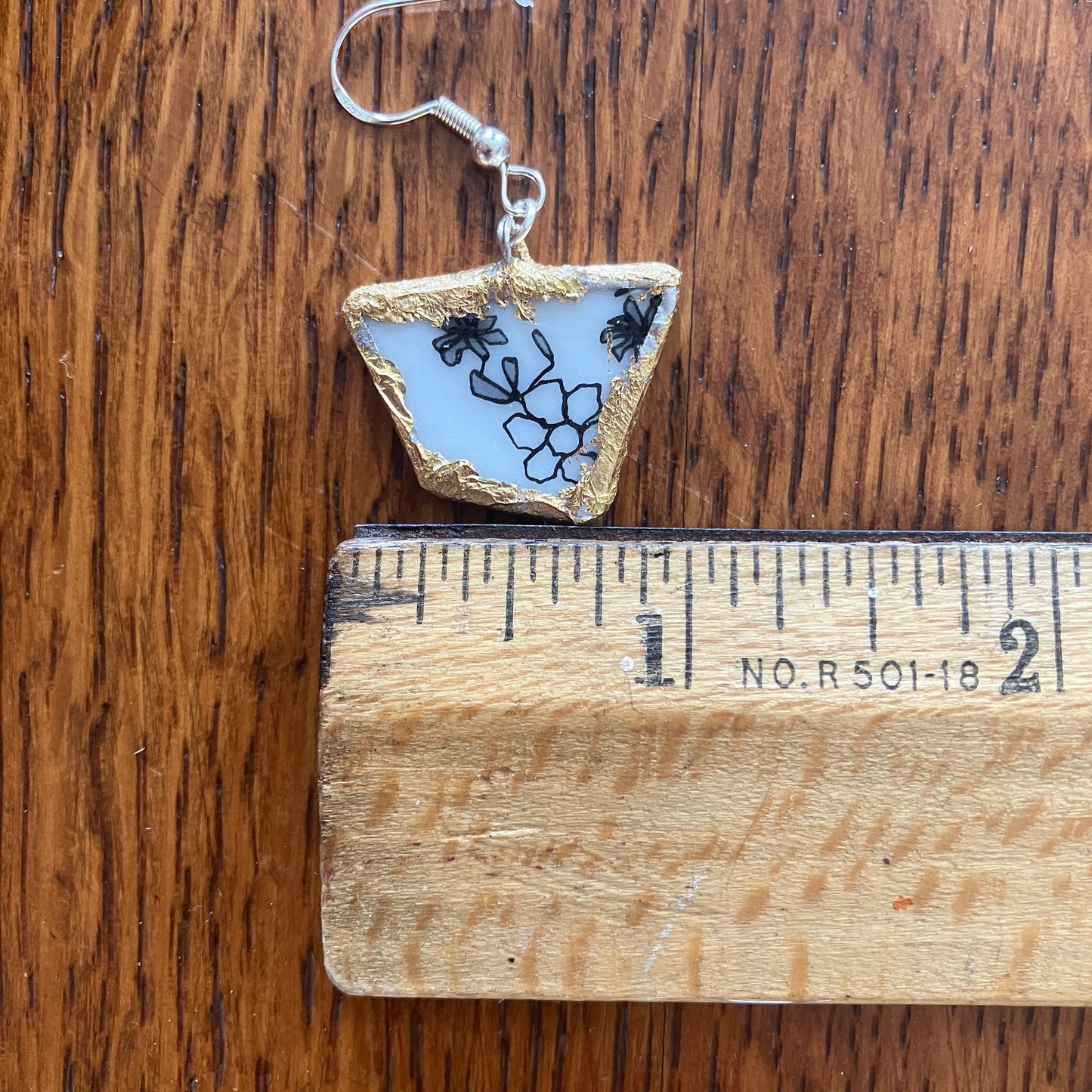 Broken Pottery Artisan Made Floral Earrings Peanuts Plate Handcrafted Dangle Earrings