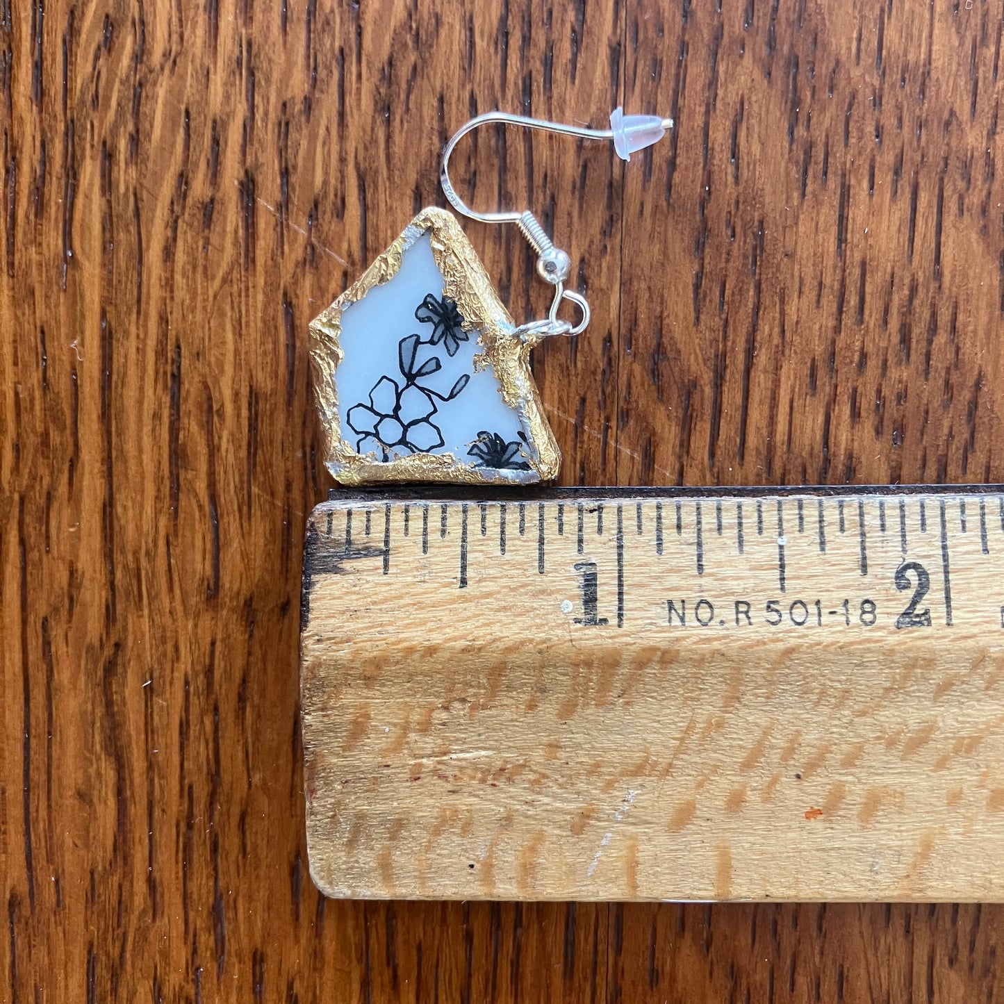 Broken Pottery Artisan Made Floral Earrings Peanuts Plate Handcrafted Dangle Earrings