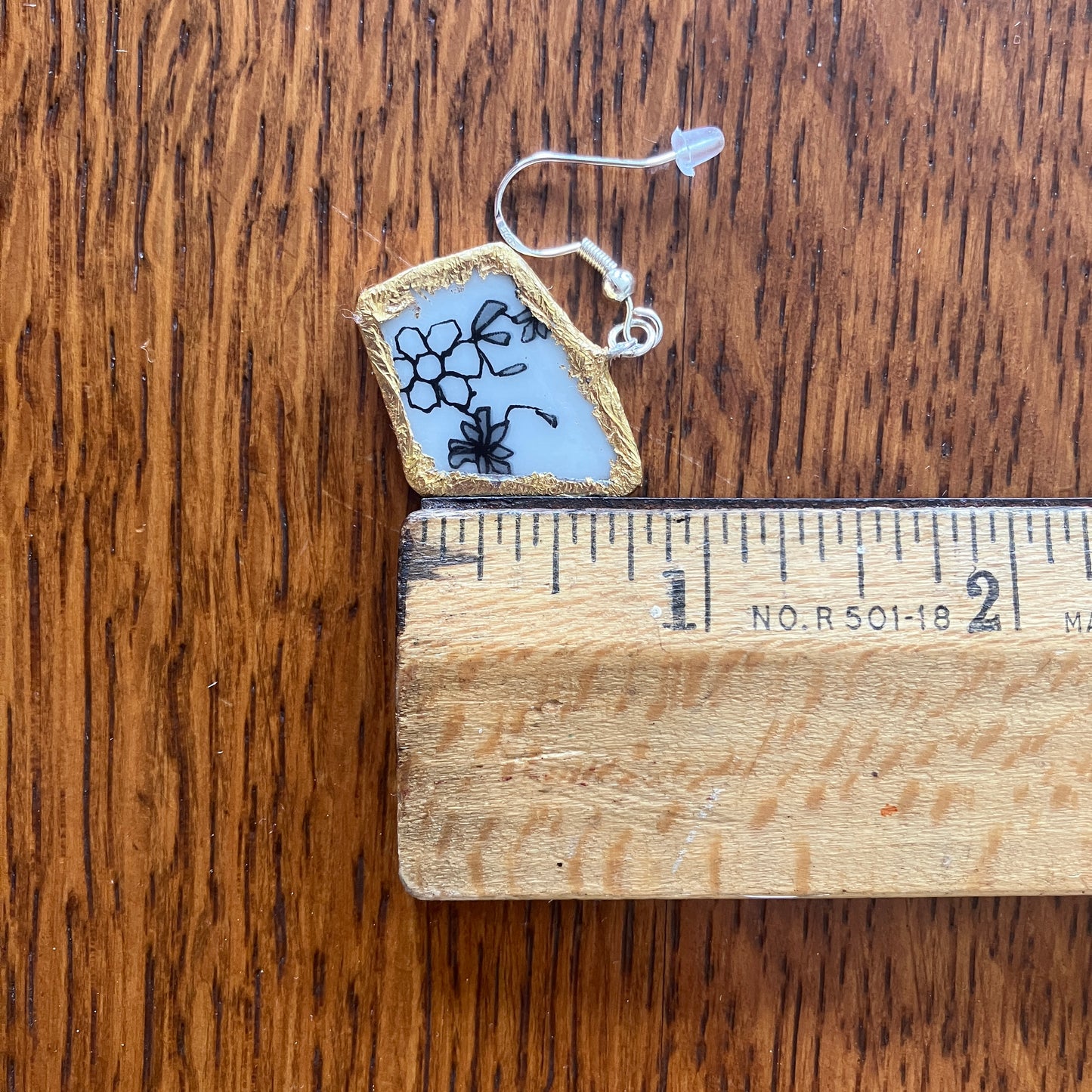 Broken Pottery Artisan Made Floral Earrings Peanuts Plate Handcrafted Dangle Earrings