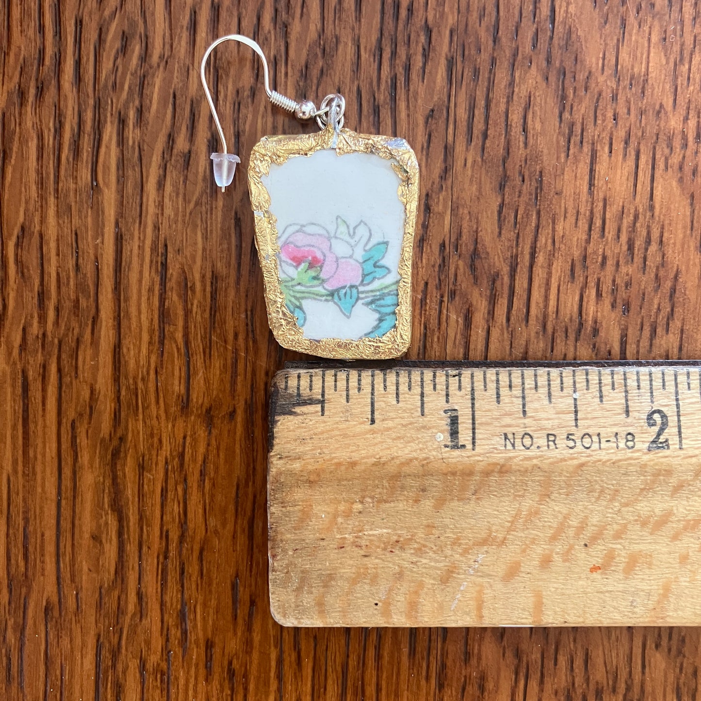 Broken Pottery Artisan Made Broken Crown Clarence Staffordshire Indian Tree Plate Handcrafted Dangle Earrings