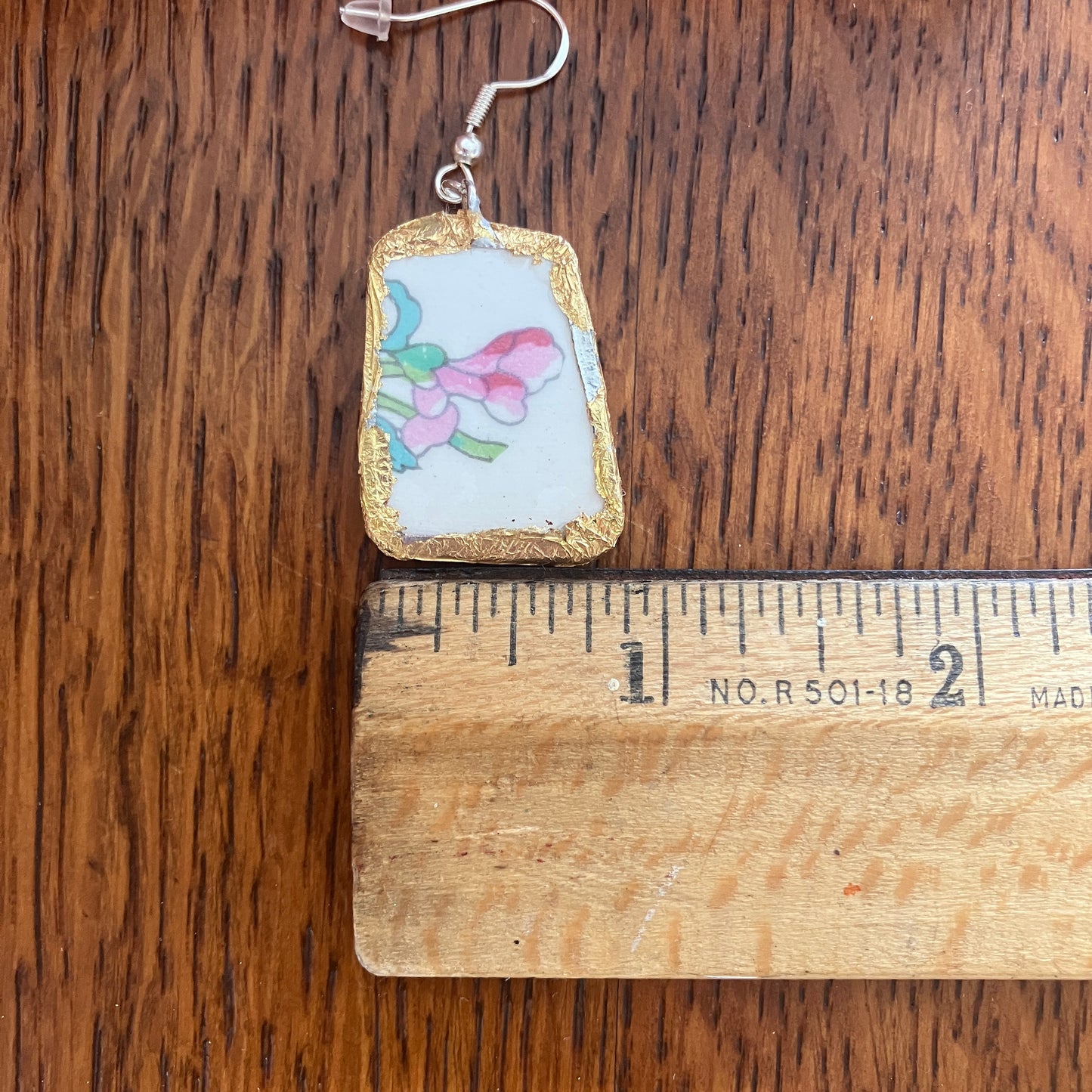 Broken Pottery Artisan Made Broken Crown Clarence Staffordshire Indian Tree Plate Handcrafted Dangle Earrings