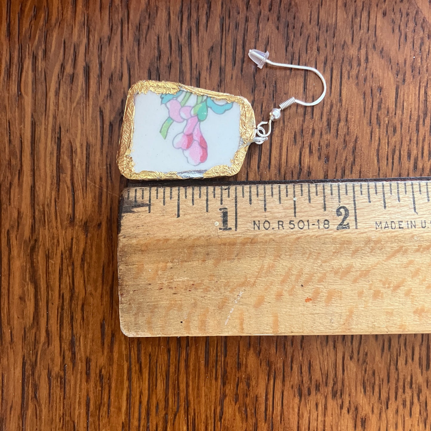 Broken Pottery Artisan Made Broken Crown Clarence Staffordshire Indian Tree Plate Handcrafted Dangle Earrings