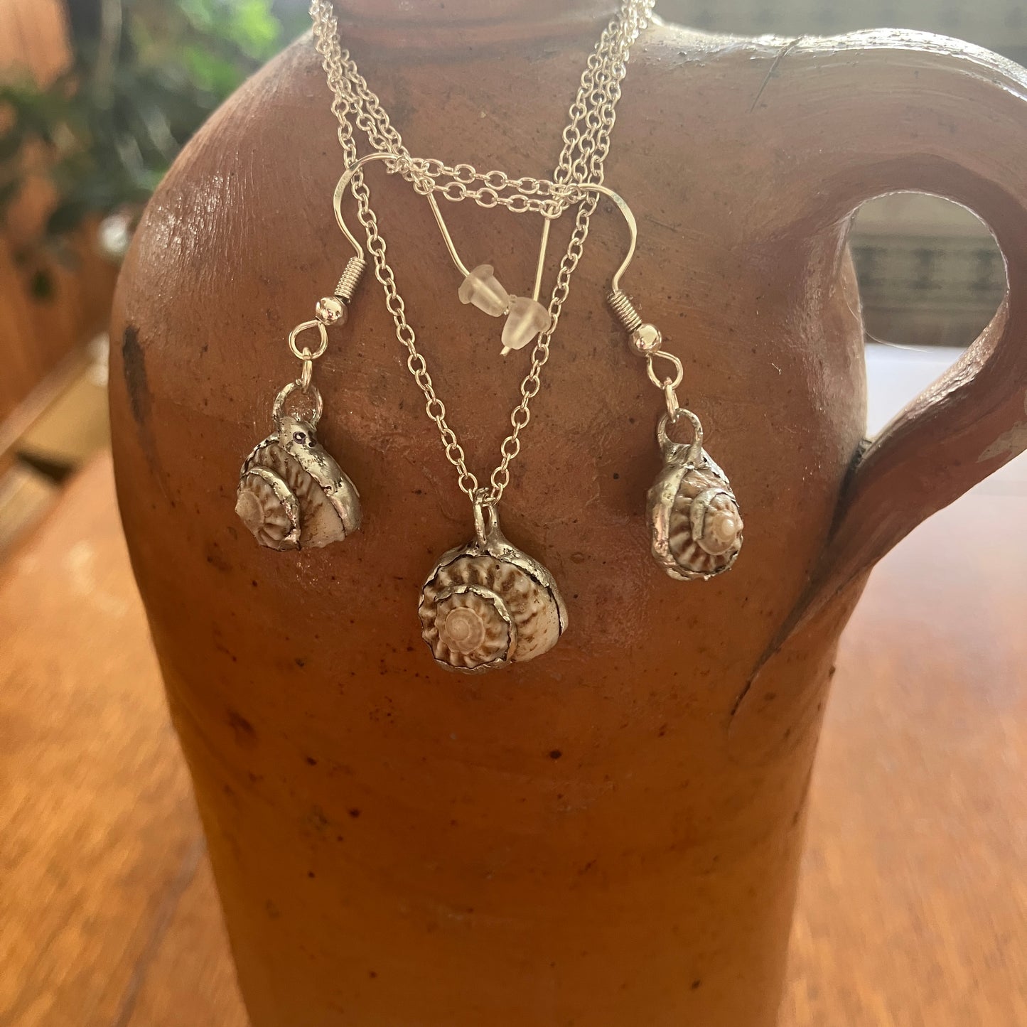 Sea Witch Artisan Made Set Handcrafted Sea Shell Necklace And Dangle Earrings