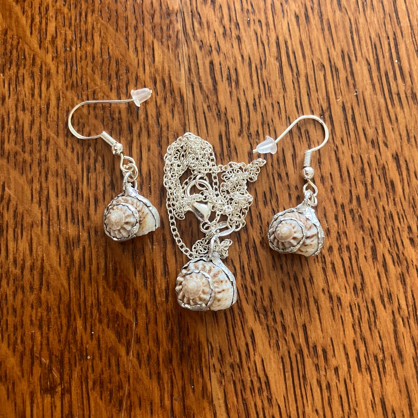 Sea Witch Artisan Made Set Handcrafted Sea Shell Necklace And Dangle Earrings