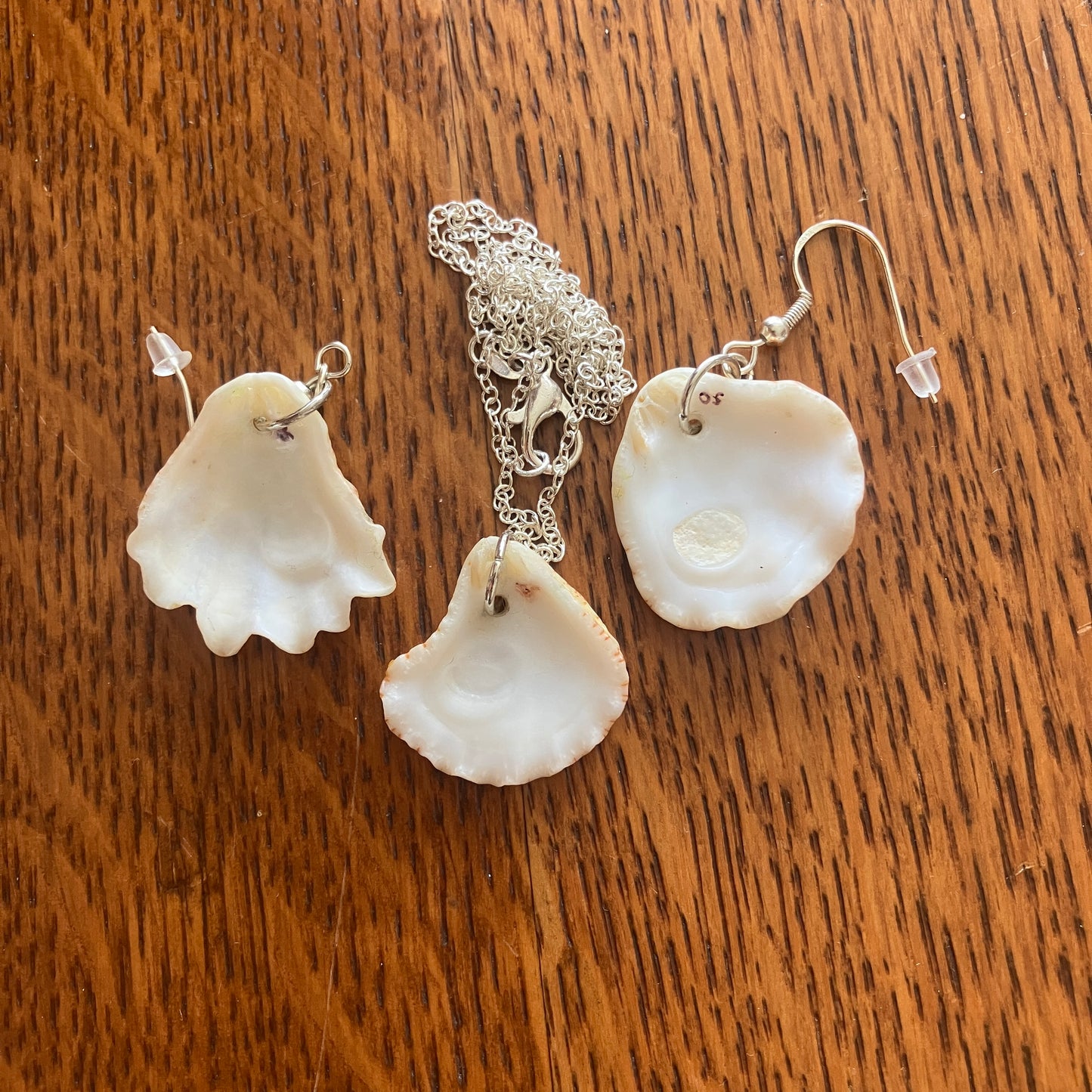 Kittens Paw Set Artisan Made Earrings And Pendant Handcrafted Sea Shell Mermaid Jewelry