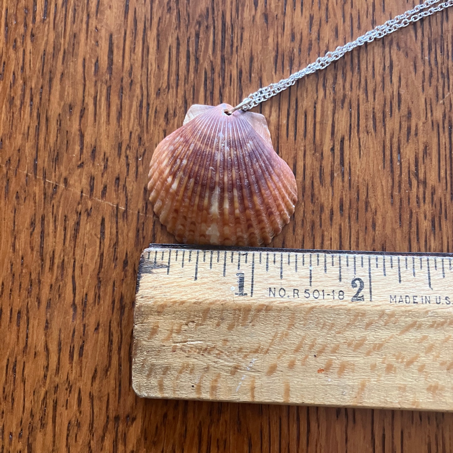 Lion's Paw Scallop Artisan Made Pendant Handcrafted Sea Shell Necklace 1 3/8in x 1 3/8in Mermaid Jewelry