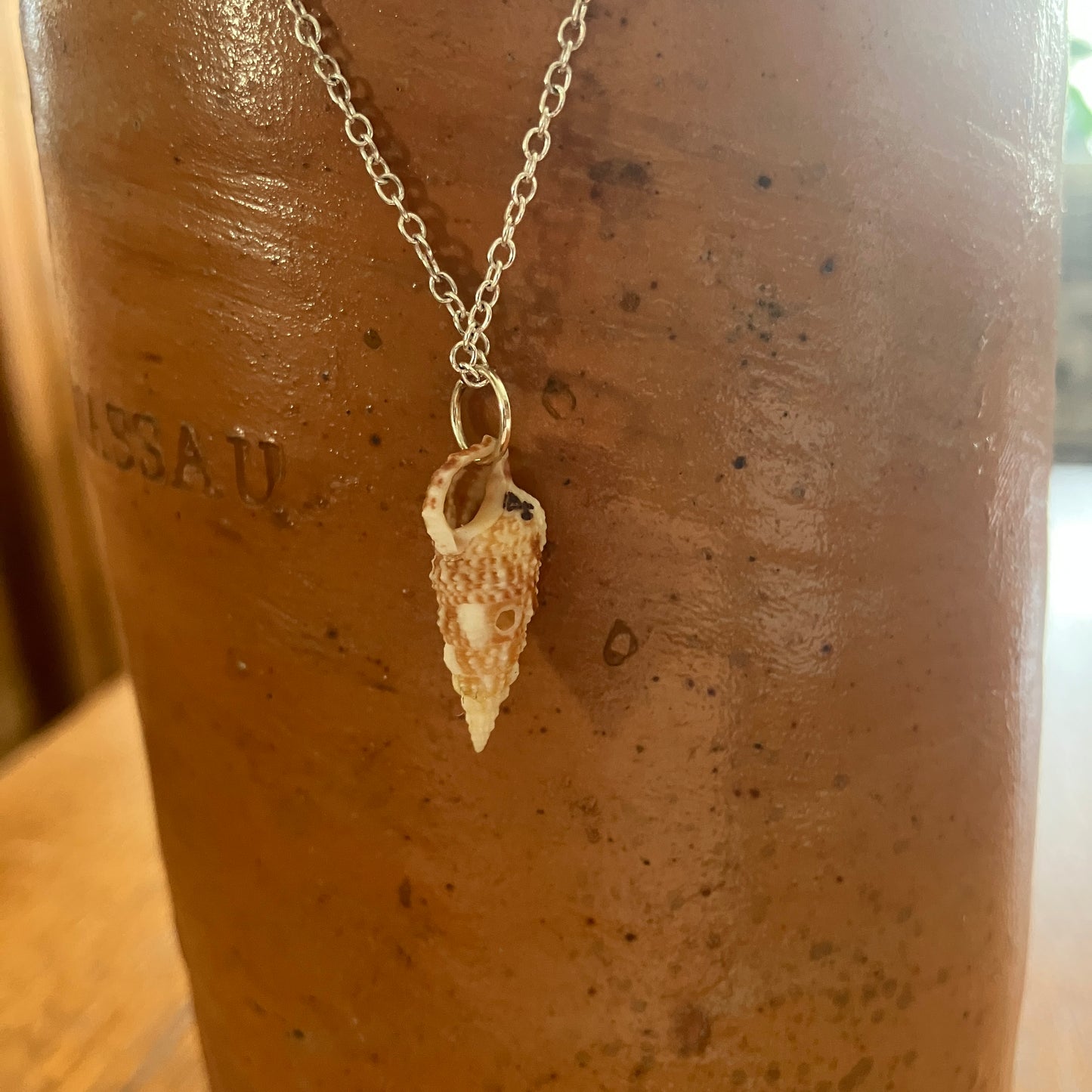 Cerith Sell Artisan Made Pendant Handcrafted Sea Shell Necklace 3/8in x 3/4in Mermaid Jewelry
