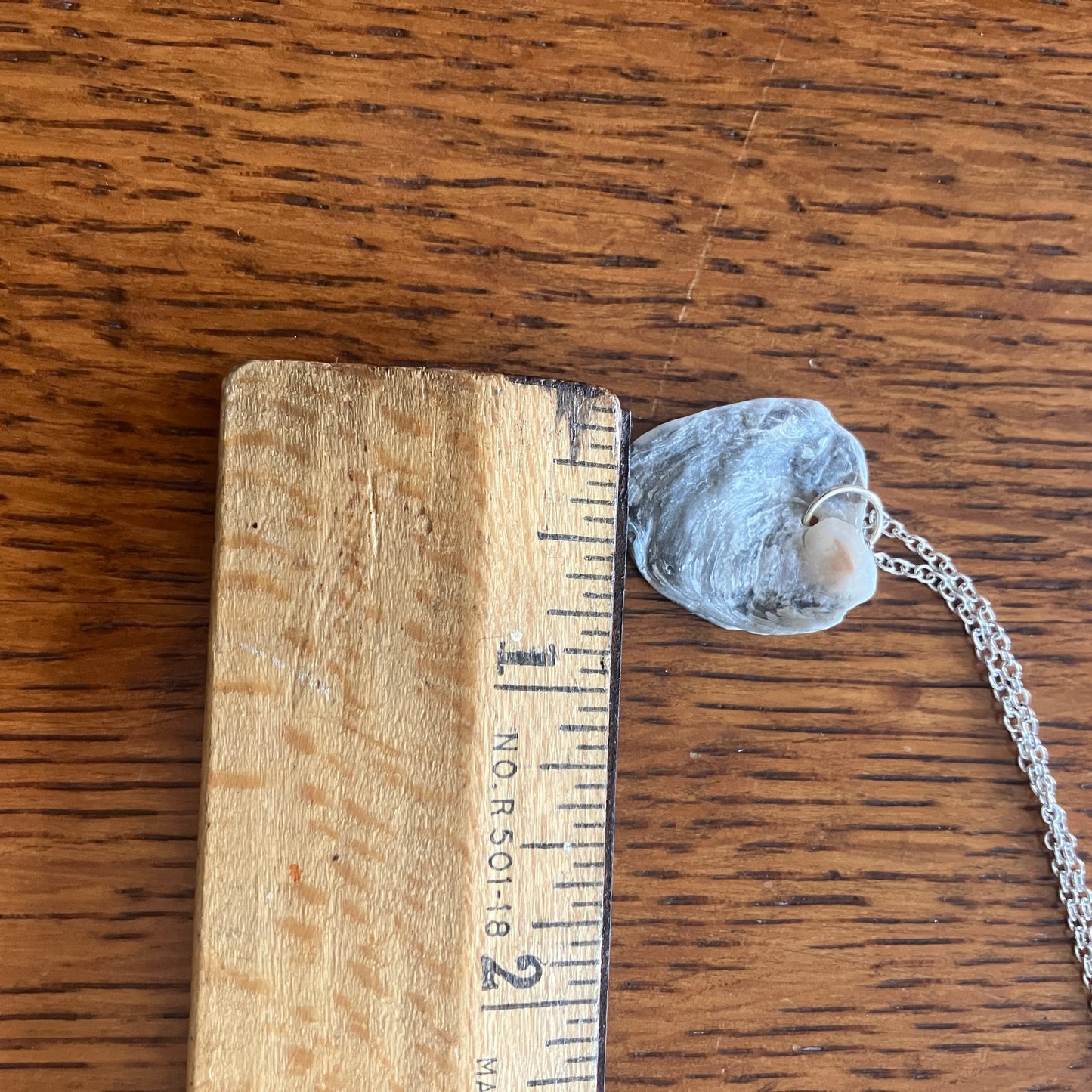Oyster Shell Artisan Made Pendant Handcrafted Sea Shell Necklace 13/16in x 7/8in Mermaid Jewelry