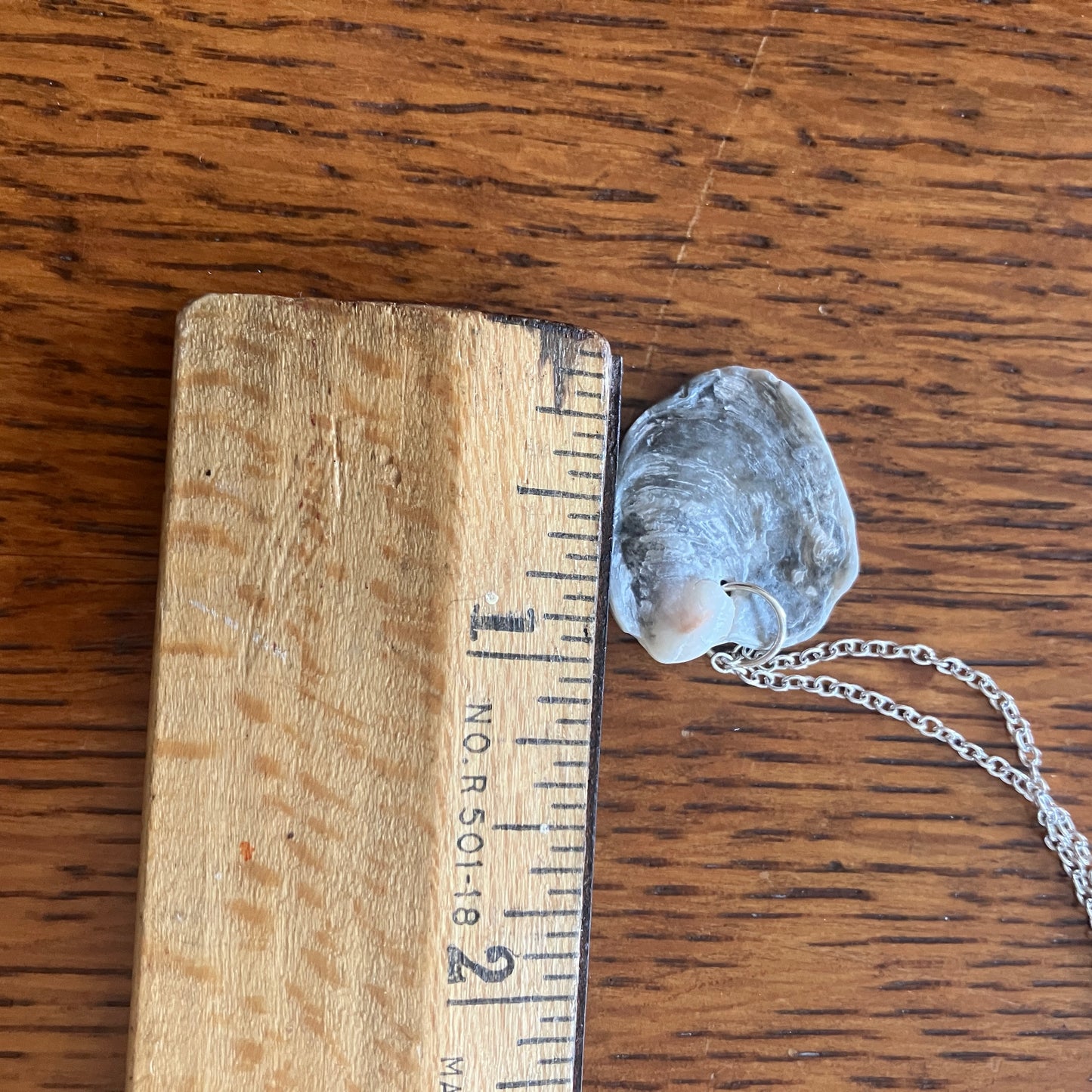 Oyster Shell Artisan Made Pendant Handcrafted Sea Shell Necklace 13/16in x 7/8in Mermaid Jewelry