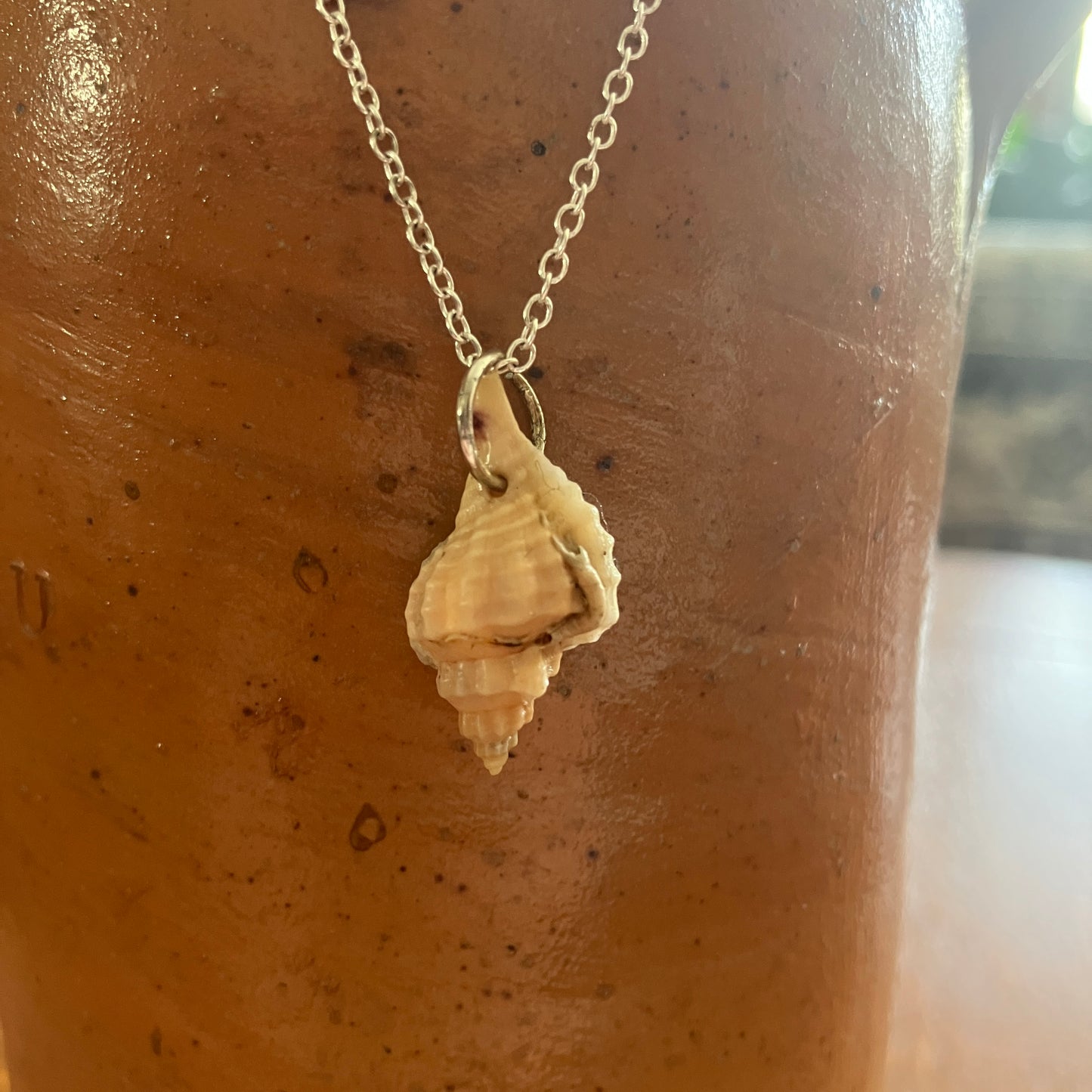 Sea Sell Artisan Made Pendant Handcrafted Sea Shell Necklace 1/2in x 7/8in Mermaid Jewelry