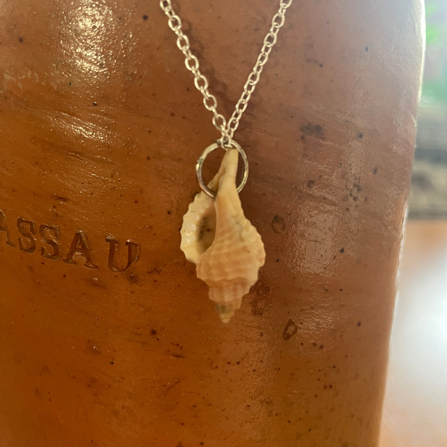 Sea Sell Artisan Made Pendant Handcrafted Sea Shell Necklace 1/2in x 7/8in Mermaid Jewelry
