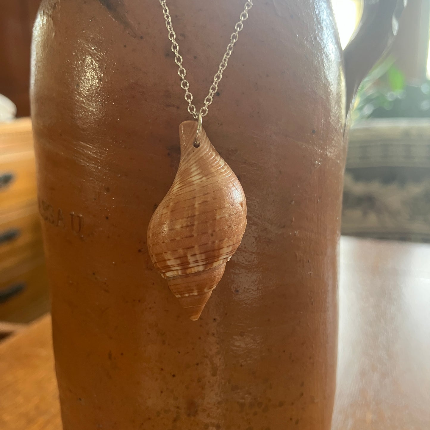Tulip Shell Artisan Made Pendant Handcrafted Sea Shell Necklace 3/4in x 1 5/8in Mermaid Jewelry