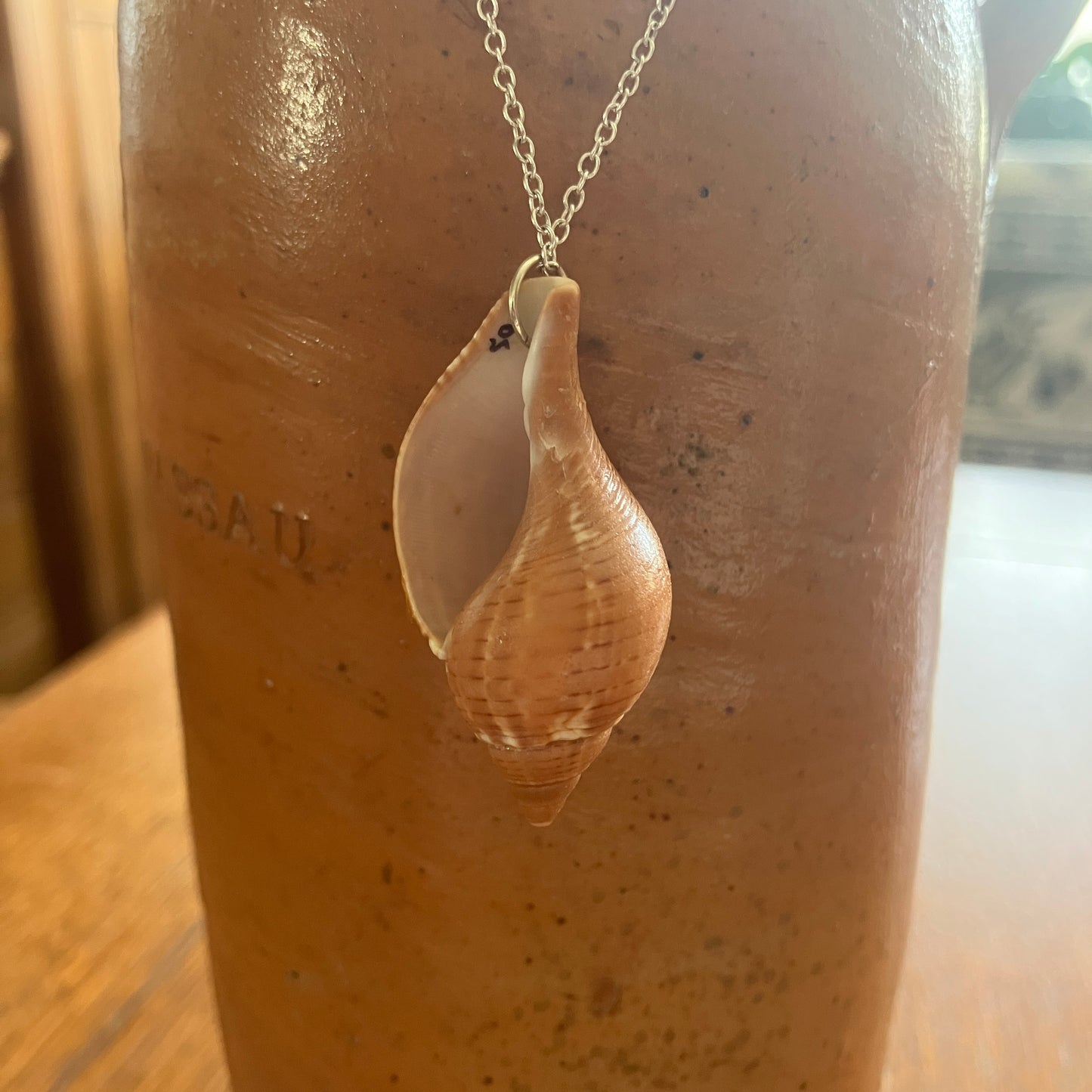 Tulip Shell Artisan Made Pendant Handcrafted Sea Shell Necklace 3/4in x 1 5/8in Mermaid Jewelry