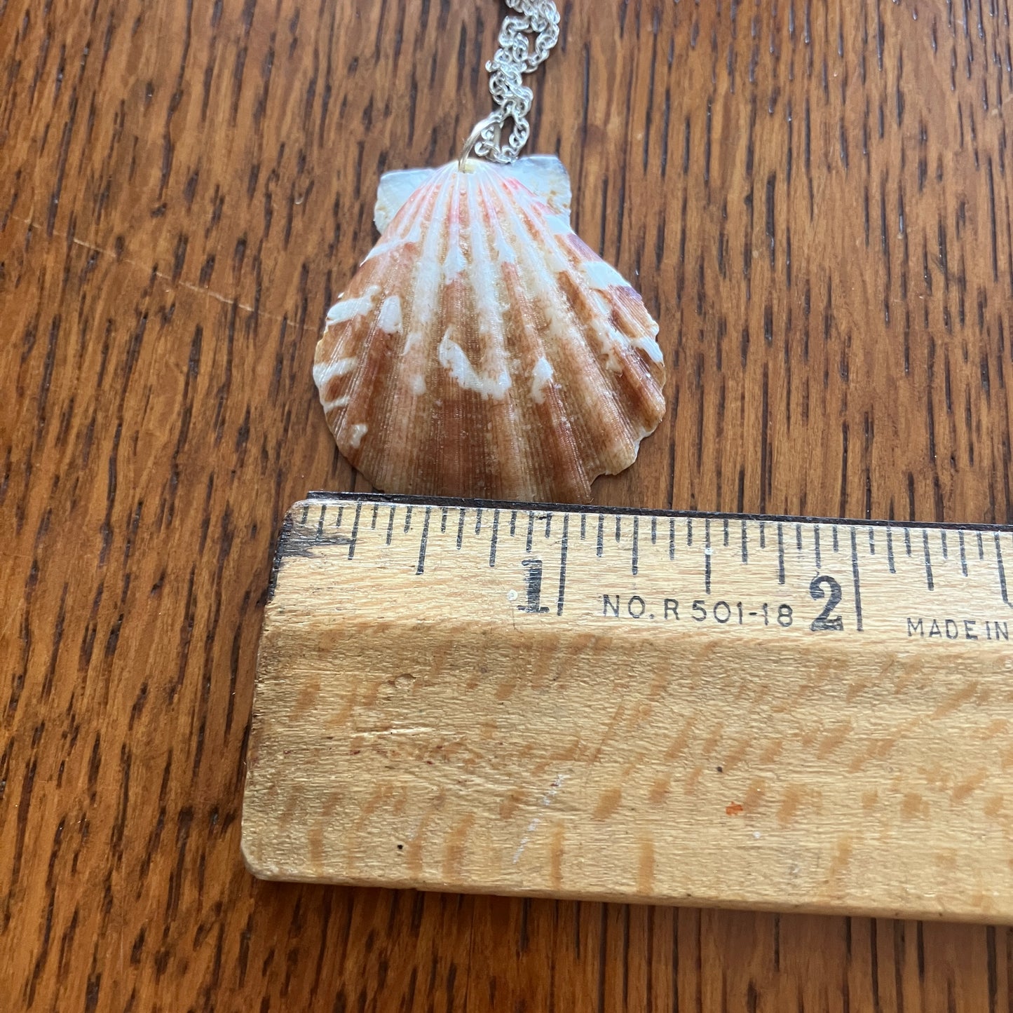 Scallop Shell Artisan Made Pendant Handcrafted Sea Shell Necklace 1 3/8in x 1.5in
