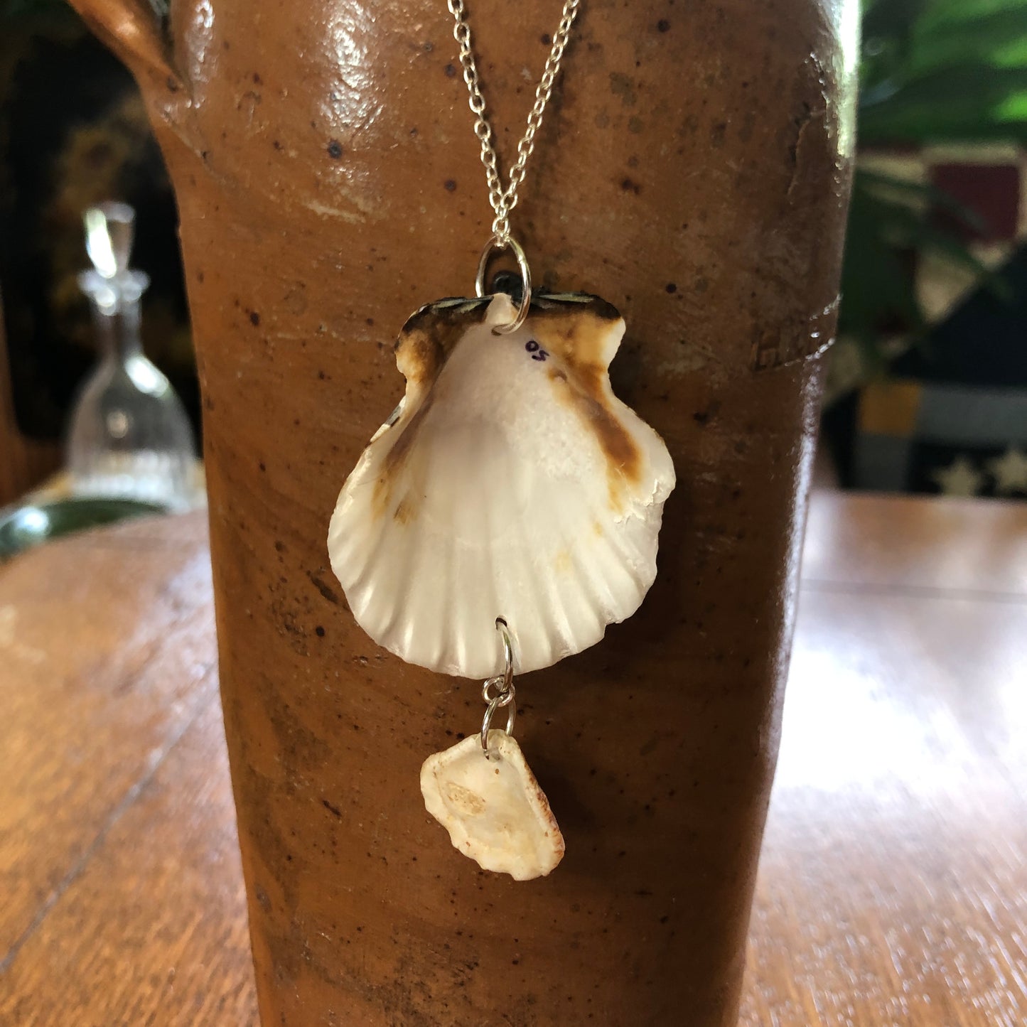 Pacific Pink Scallop And Kittens Paw Artisan Made Pendent Handcrafted Sea Shell Necklace 1.5 in x 2.75 in Mermaid Jewelry