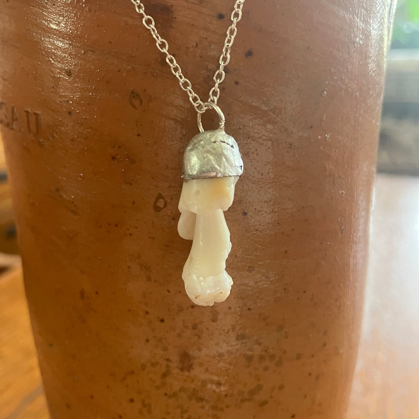 Sea Shell Spiral Artisan Made Pendant Handcrafted Sea Shell Necklace 3/8in x 1 1/8in