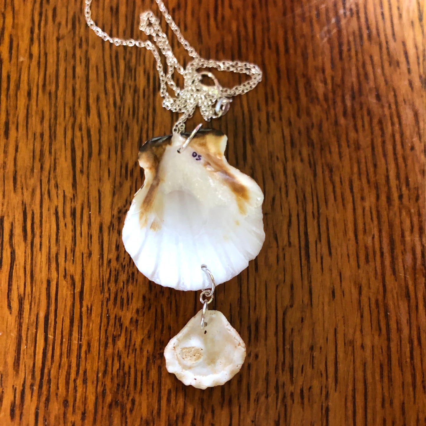 Pacific Pink Scallop And Kittens Paw Artisan Made Pendent Handcrafted Sea Shell Necklace 1.5 in x 2.75 in Mermaid Jewelry