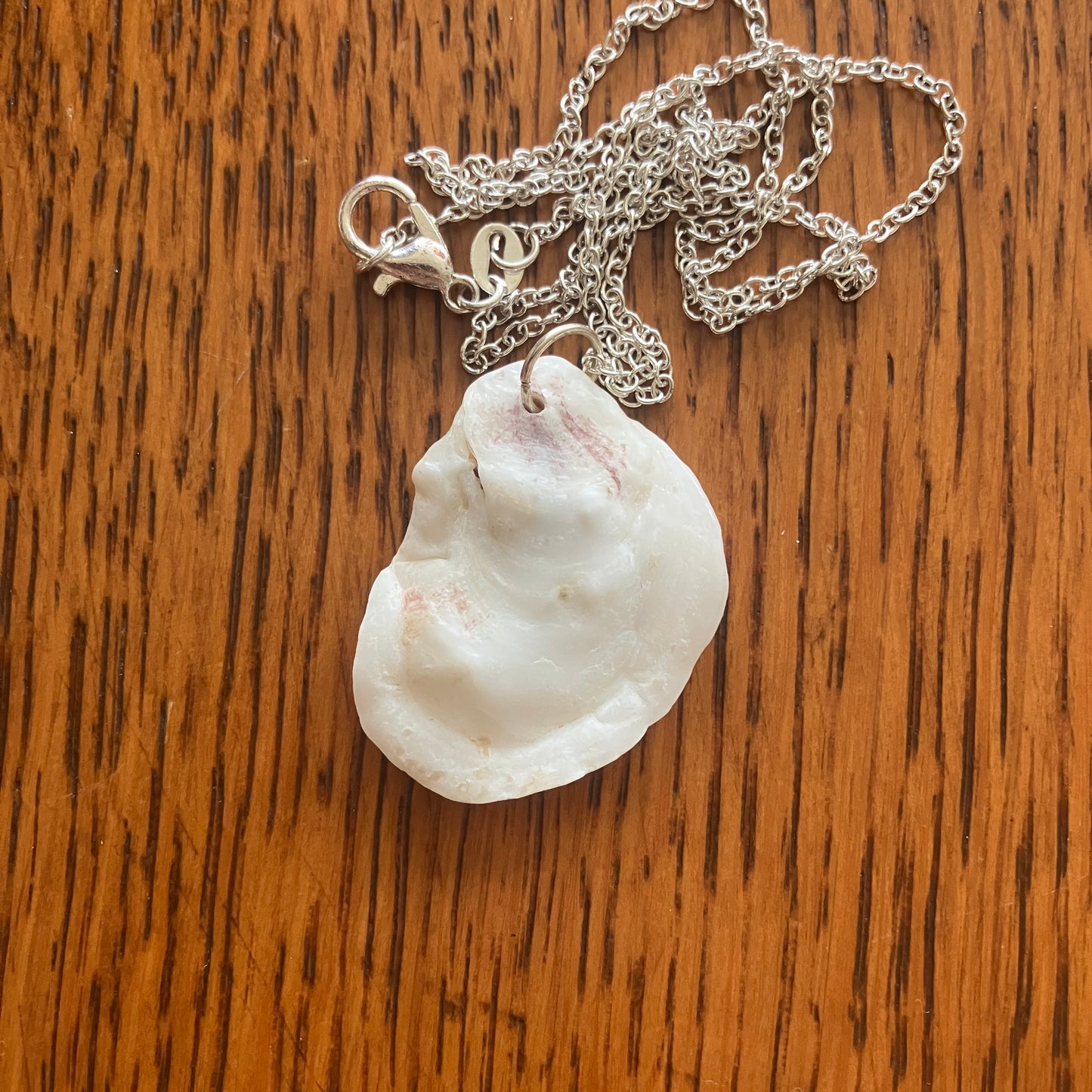 Oyster Shell Artisan Made Pendant Handcrafted Sea Shell Necklace 1in x 1.25in Mermaid Jewelry