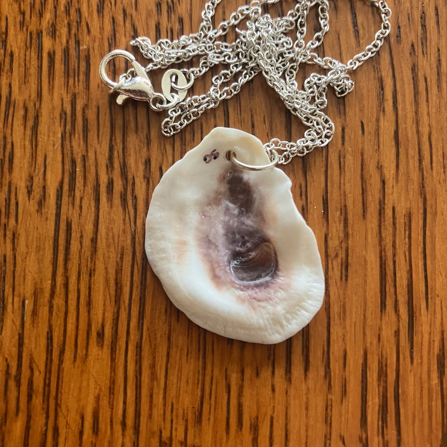 Oyster Shell Artisan Made Pendant Handcrafted Sea Shell Necklace 1in x 1.25in Mermaid Jewelry