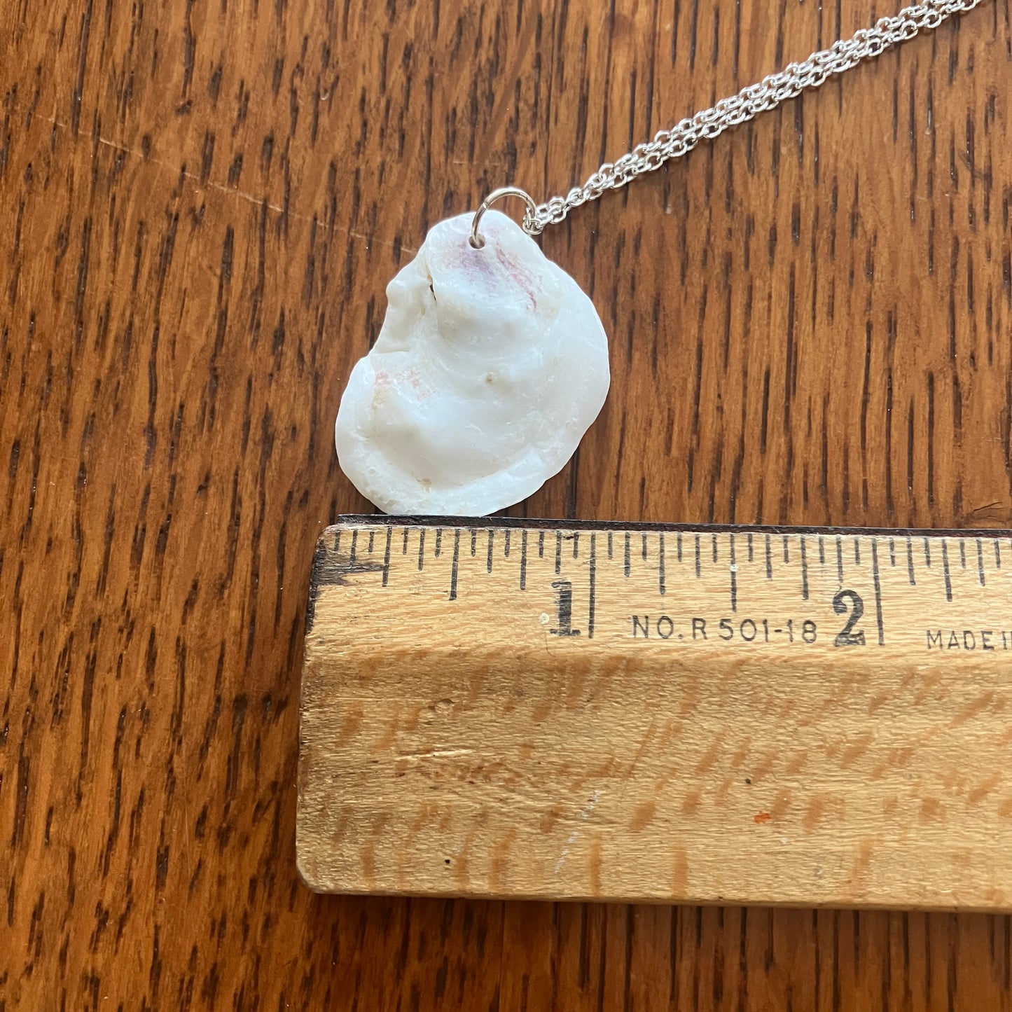 Oyster Shell Artisan Made Pendant Handcrafted Sea Shell Necklace 1in x 1.25in Mermaid Jewelry