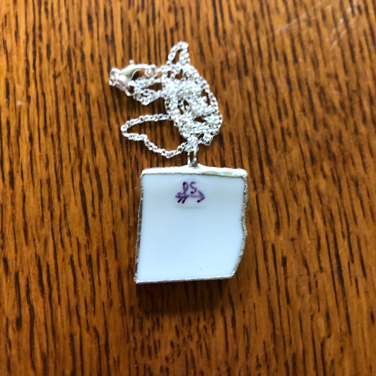 Broken Pottery Artisan Made Pendent Royal Doulton Strawberry Cream Dinner Plate Handcrafted Necklace 1in x 1 2/16in