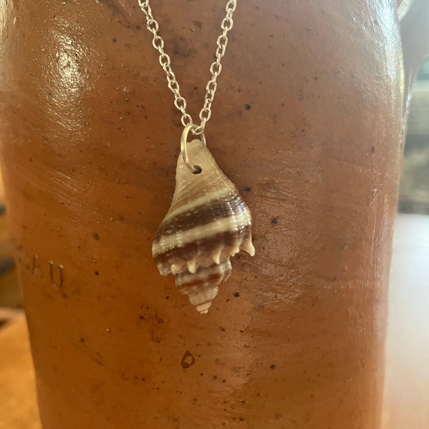 Sea Sell Artisan Made Pendant Handcrafted Sea Shell Necklace 5/8in x 1in Mermaid Jewelry