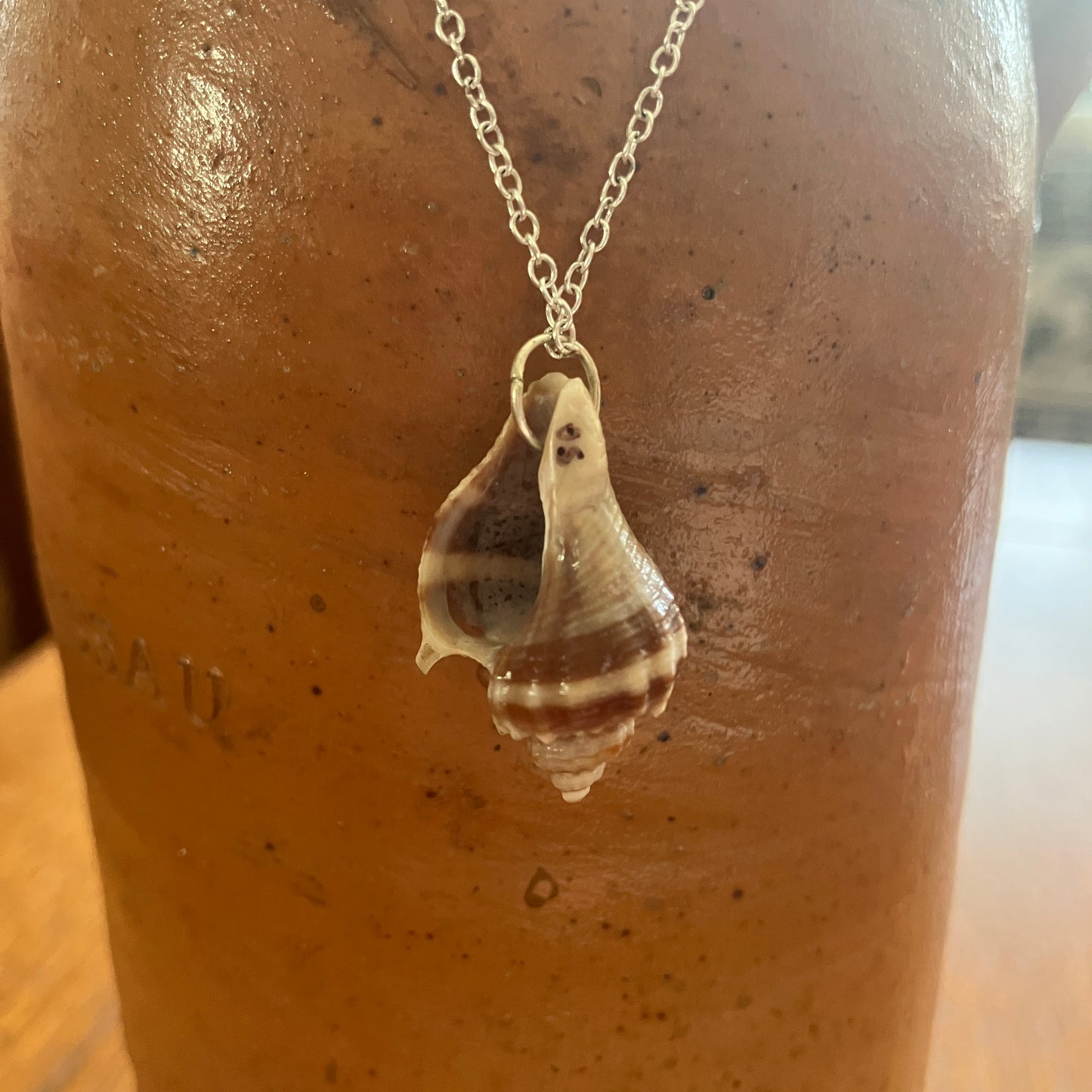 Sea Sell Artisan Made Pendant Handcrafted Sea Shell Necklace 5/8in x 1in Mermaid Jewelry