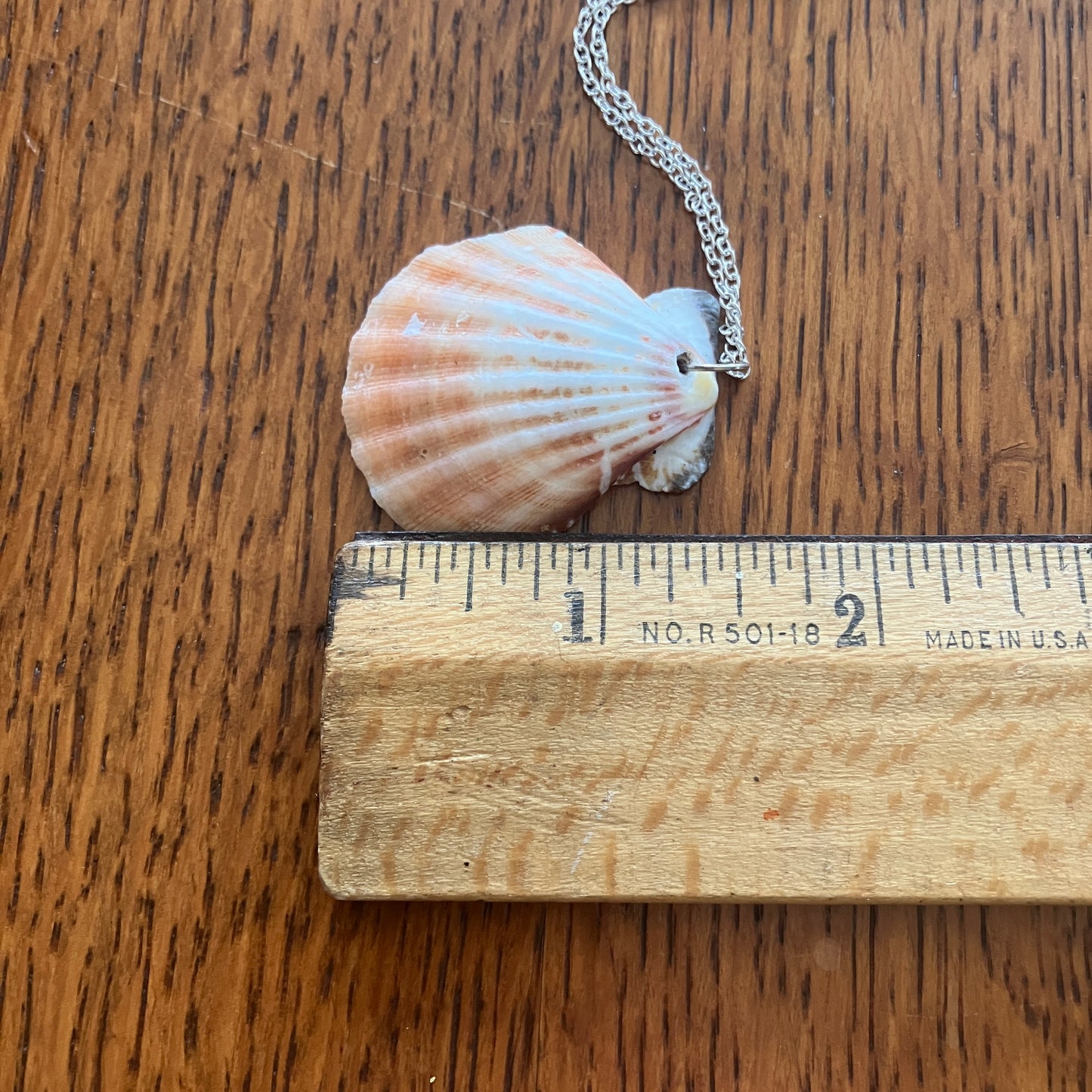 Pacific Pink Scallop Artisan Made Pendant Handcrafted Sea Shell Necklace 1 3/8in x 1.5in Mermaid Jewelry