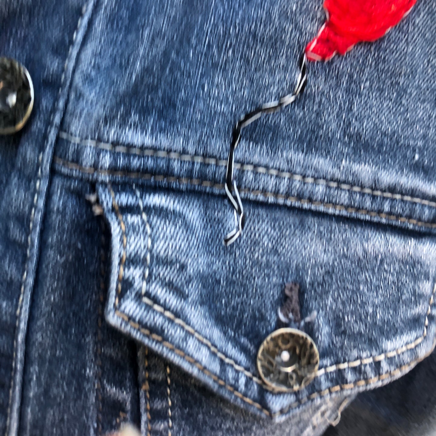 Stuffed With Fluff Upcycled Jean Jacket Hand Embroidered Size Small