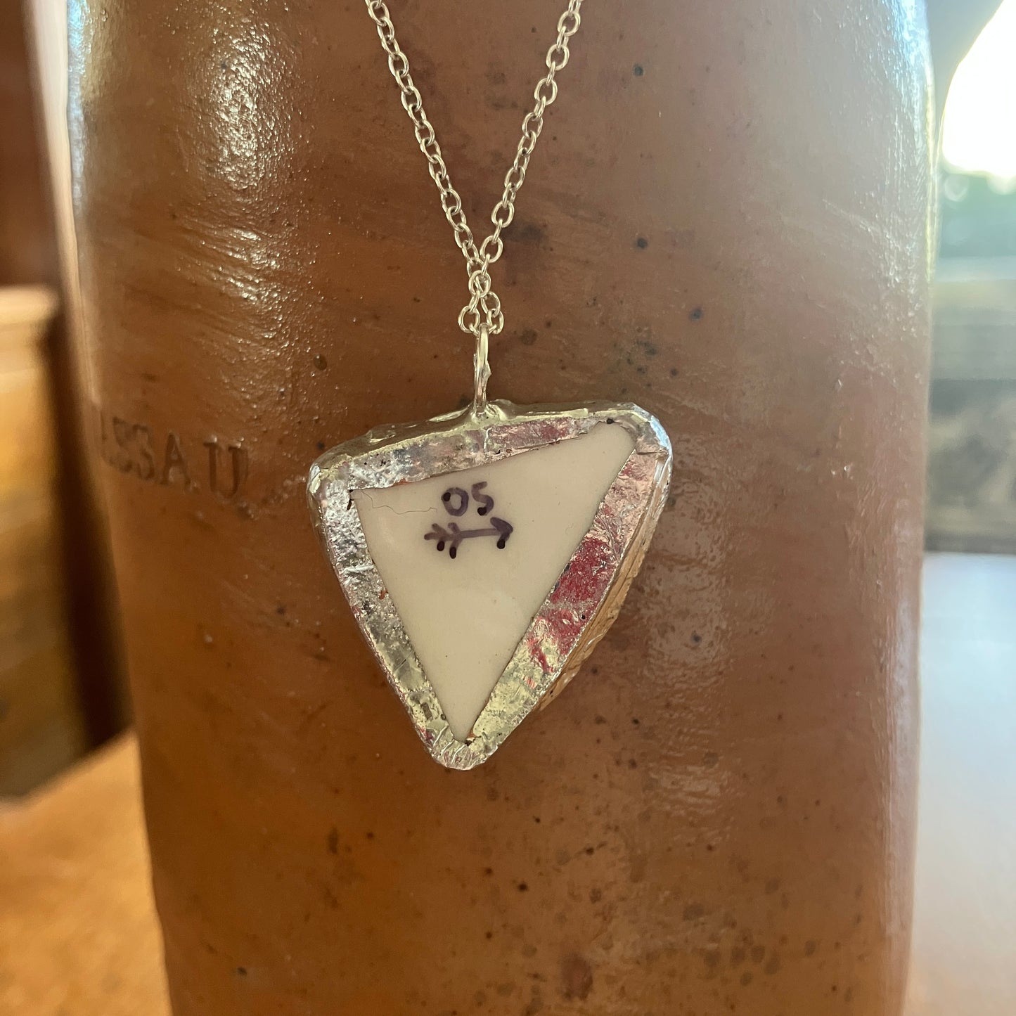 Broken Pottery Artisan Made Pendant Molly Hatch Mug Handcrafted Necklace 1 in x 1 in