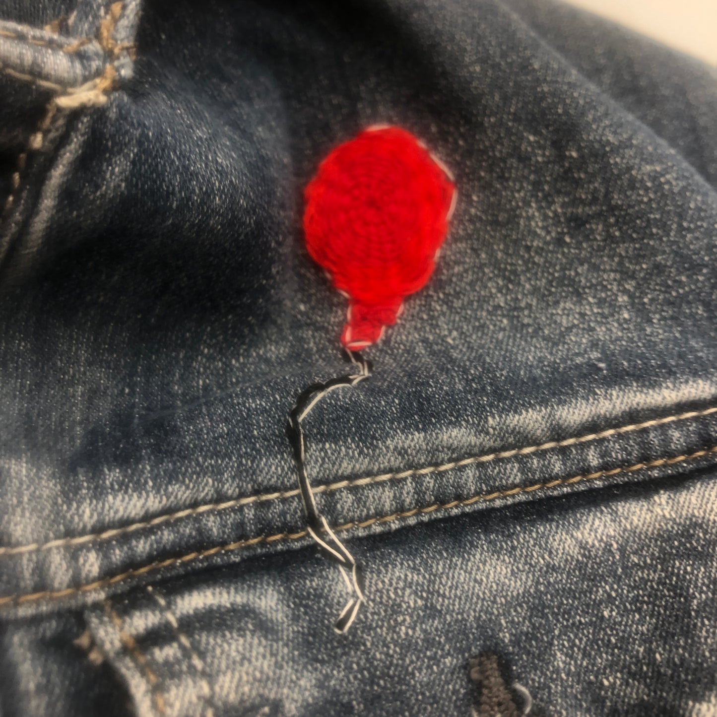 Stuffed With Fluff Upcycled Jean Jacket Hand Embroidered Size Small