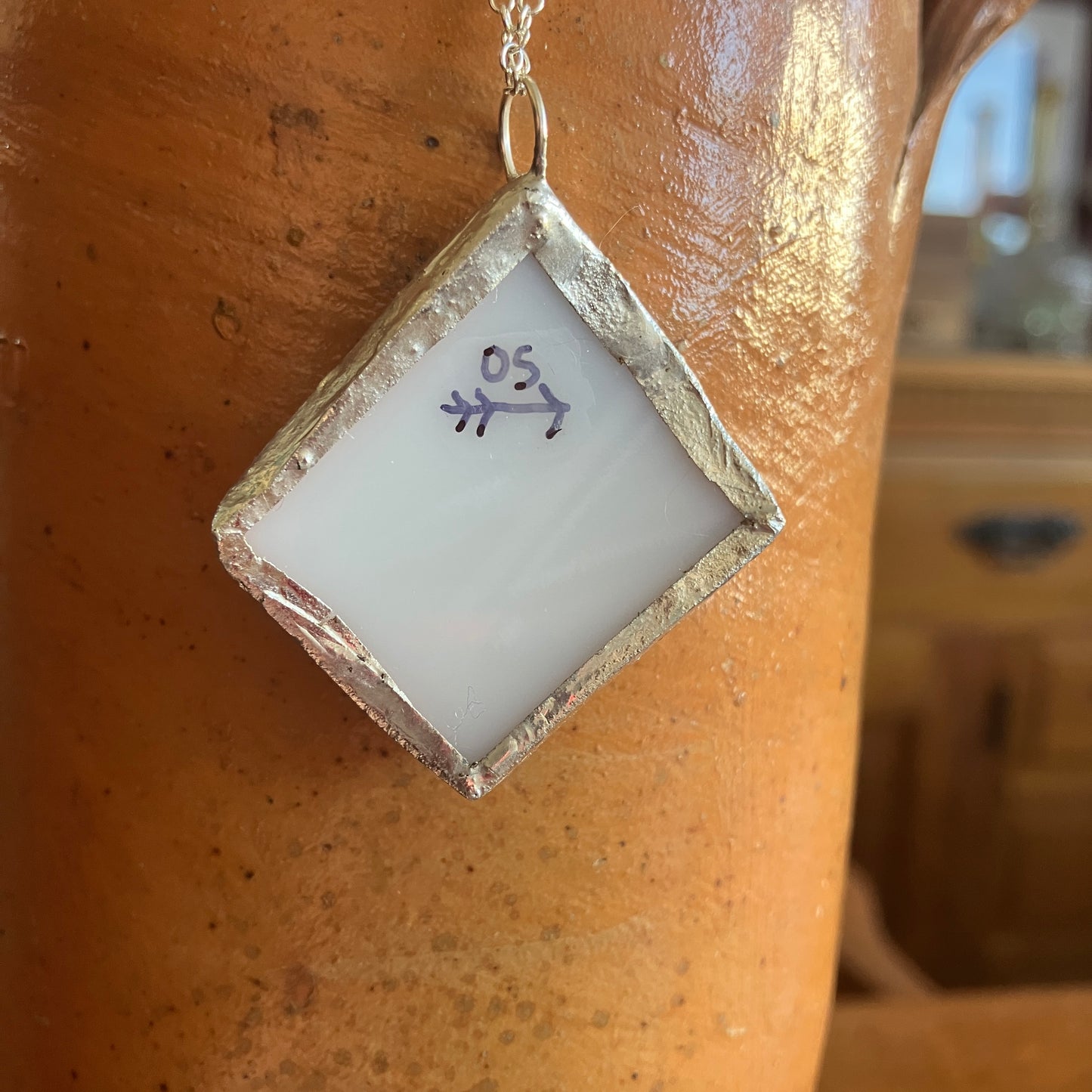 Artisan Made Pendant Pyrex Mug Handcrafted Necklace 1.5 in x 1.5 in
