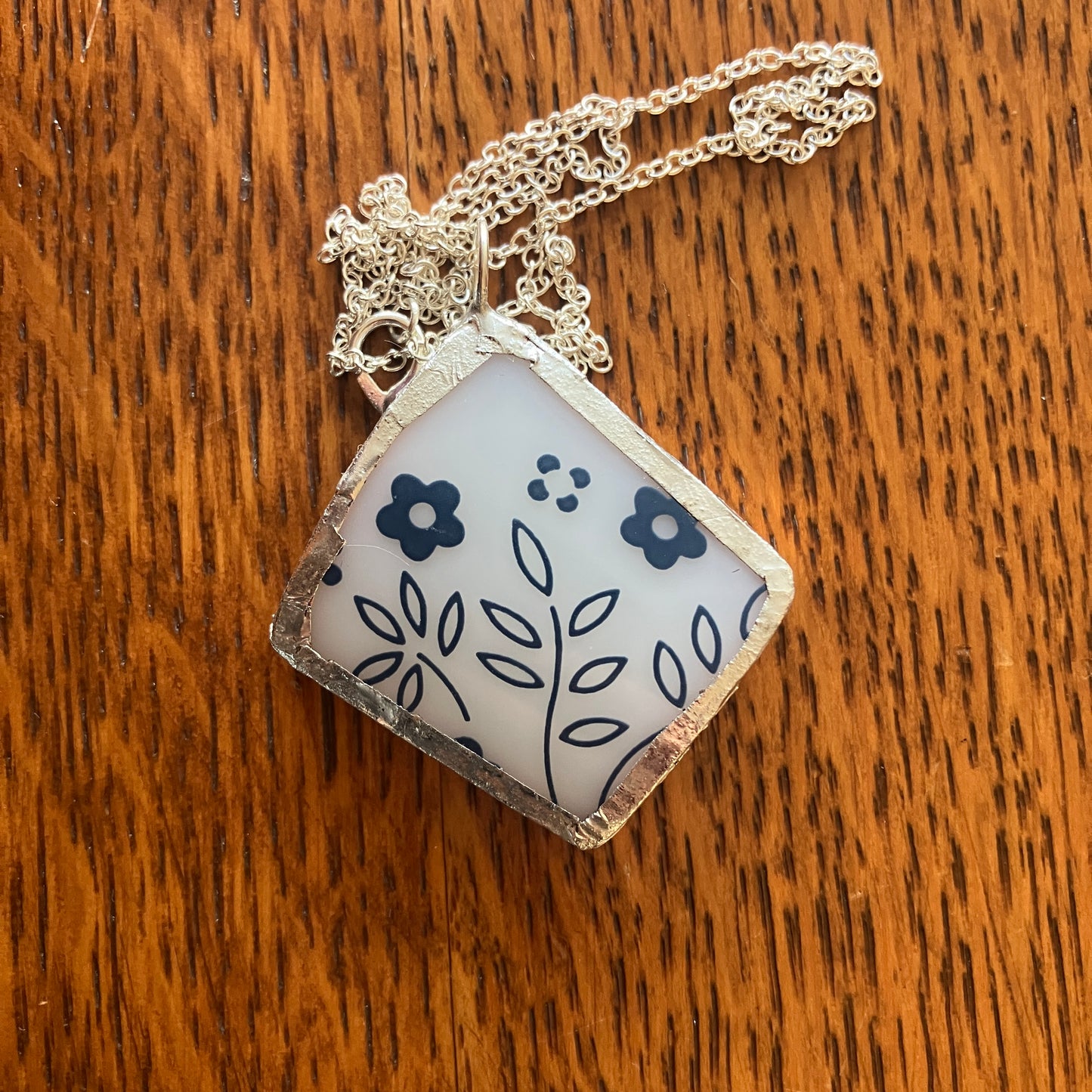 Artisan Made Pendant Pyrex Mug Handcrafted Necklace 1.5 in x 1.5 in