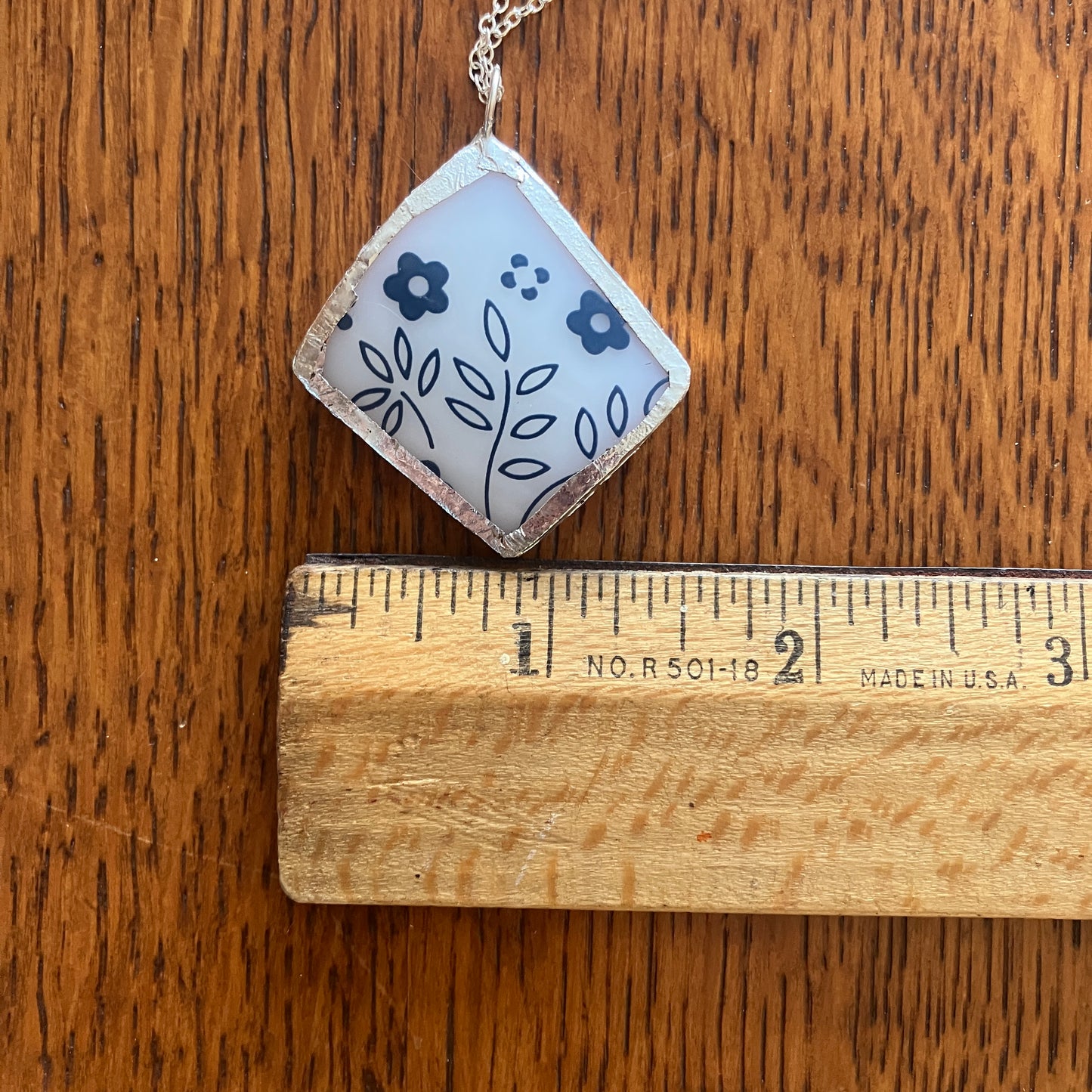 Artisan Made Pendant Pyrex Mug Handcrafted Necklace 1.5 in x 1.5 in
